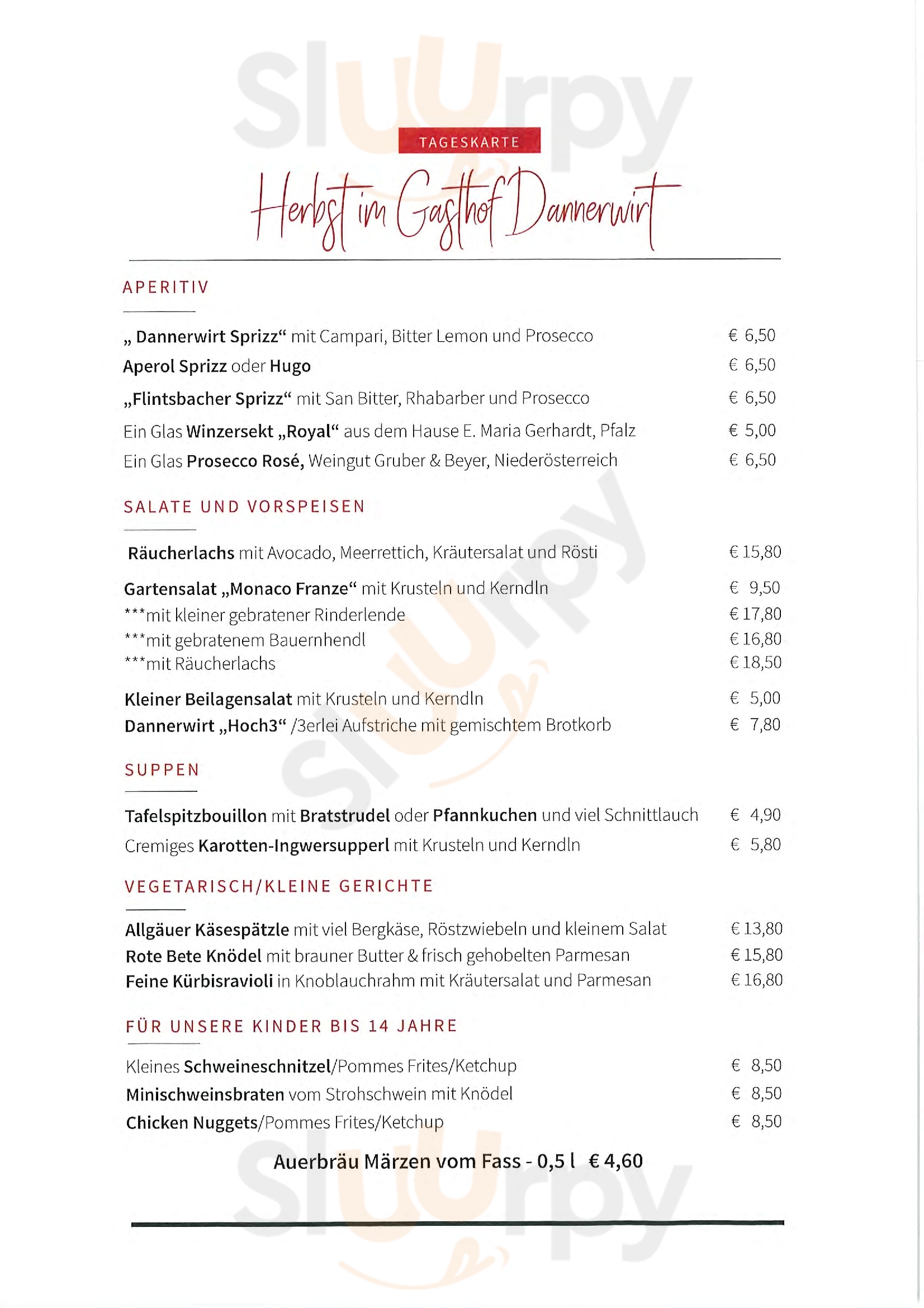 Gasthof Dannerwirt Flintsbach Menu - 1