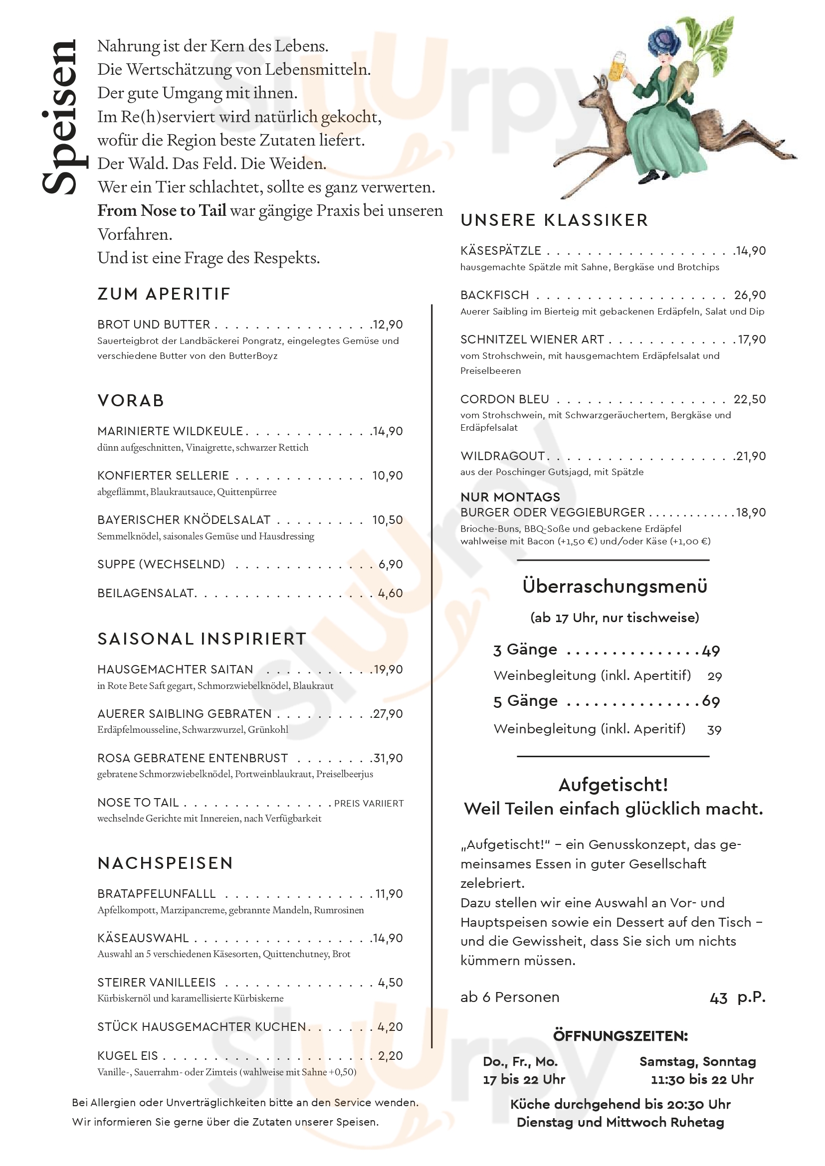 Huttenschenke Poschinger Frauenau Menu - 1