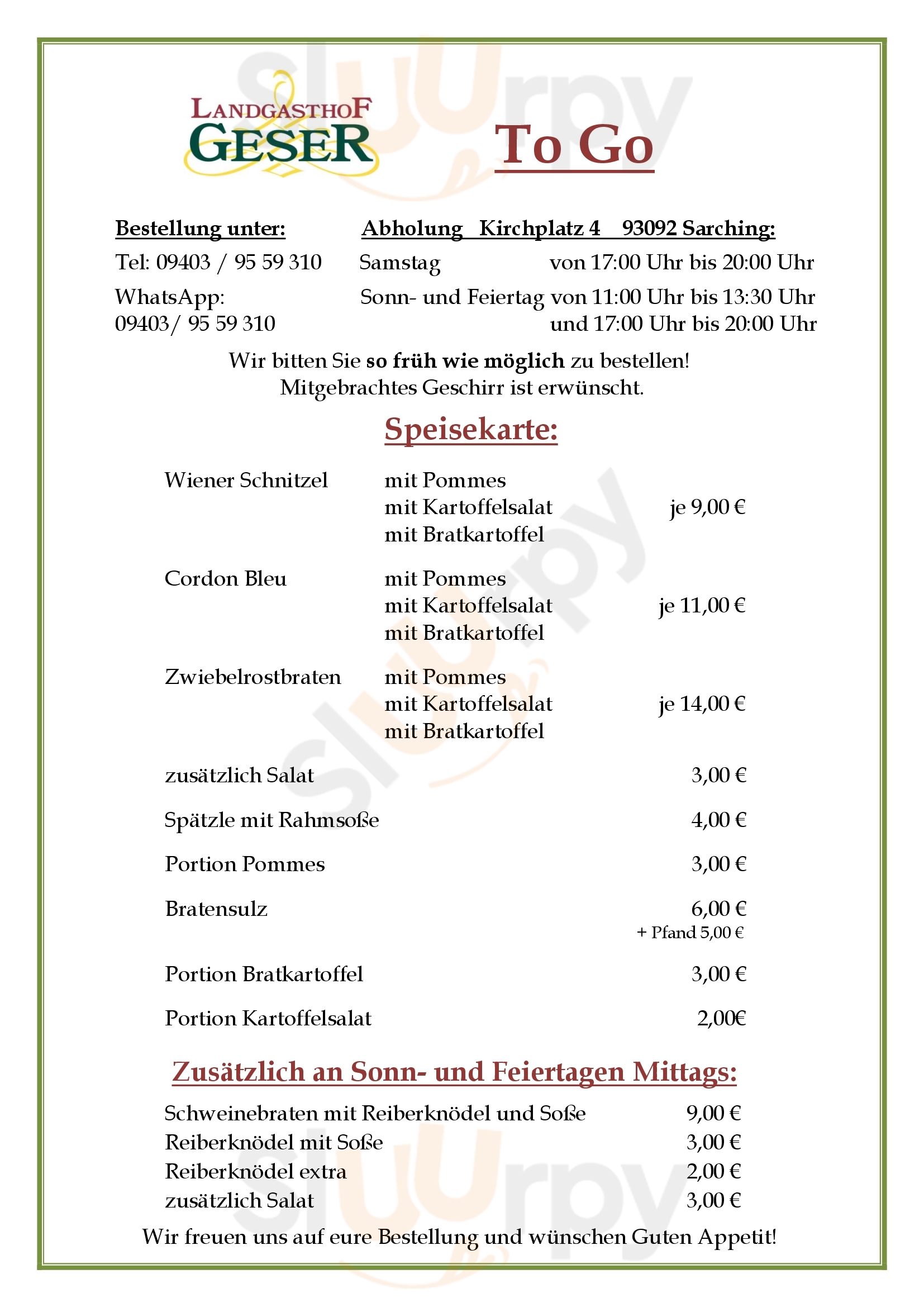 Landgasthof Geser Barbing Menu - 1