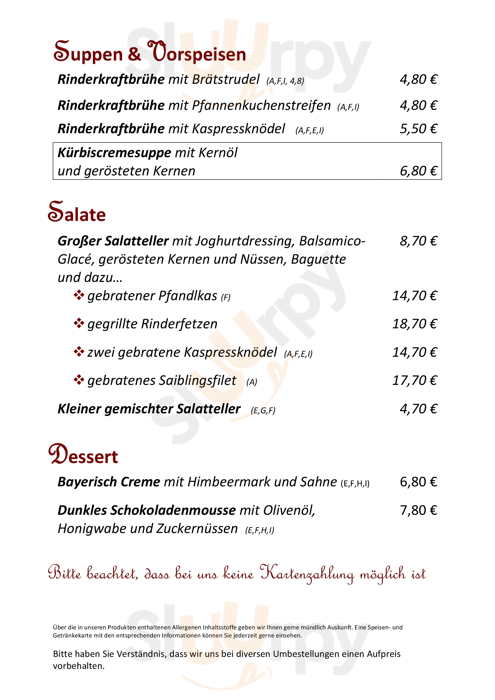 Wirt Von Dred Großkarolinenfeld Menu - 1