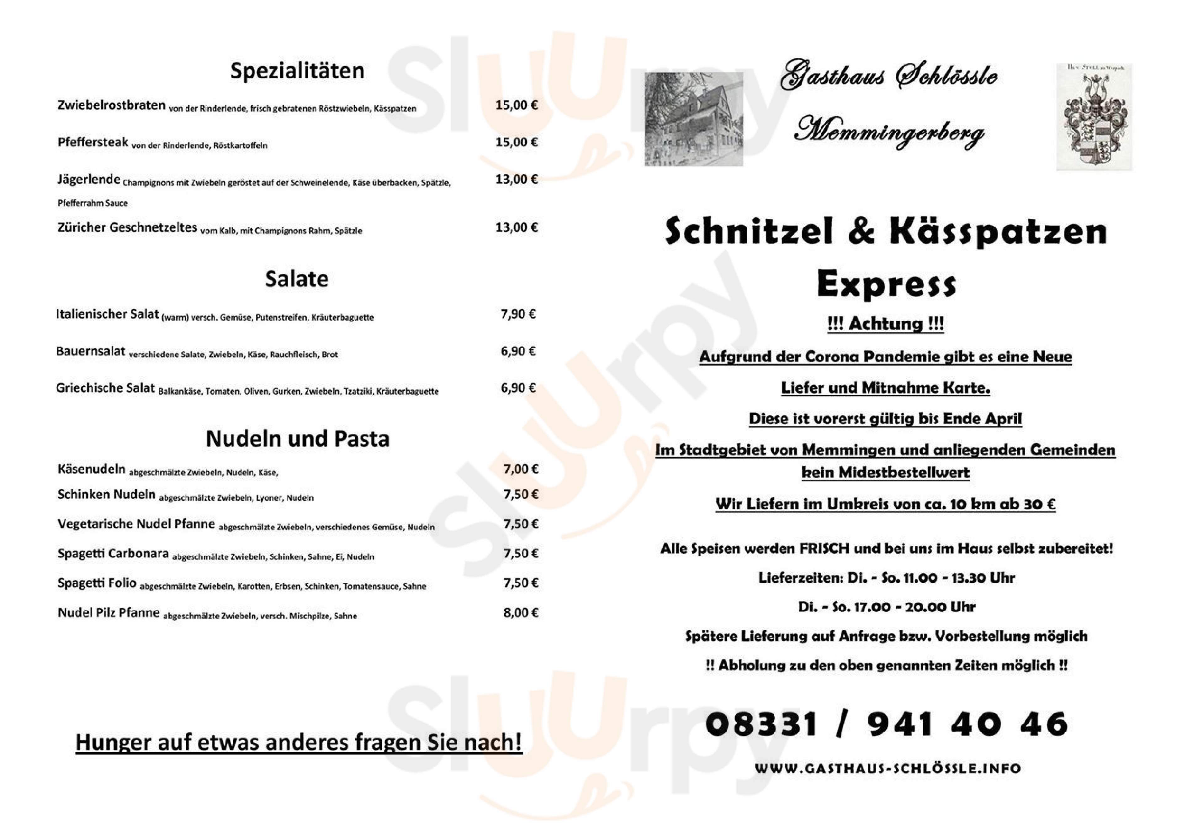 Gasthaus Schlössle Memmingerberg Menu - 1