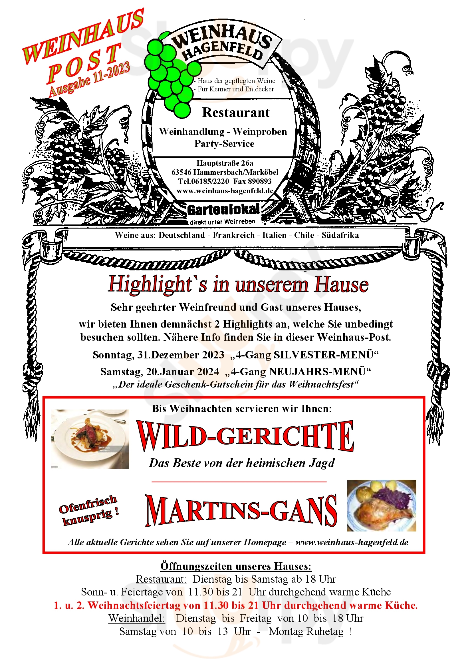 Weinhaus Hagenfeld Gbr Hammersbach Menu - 1