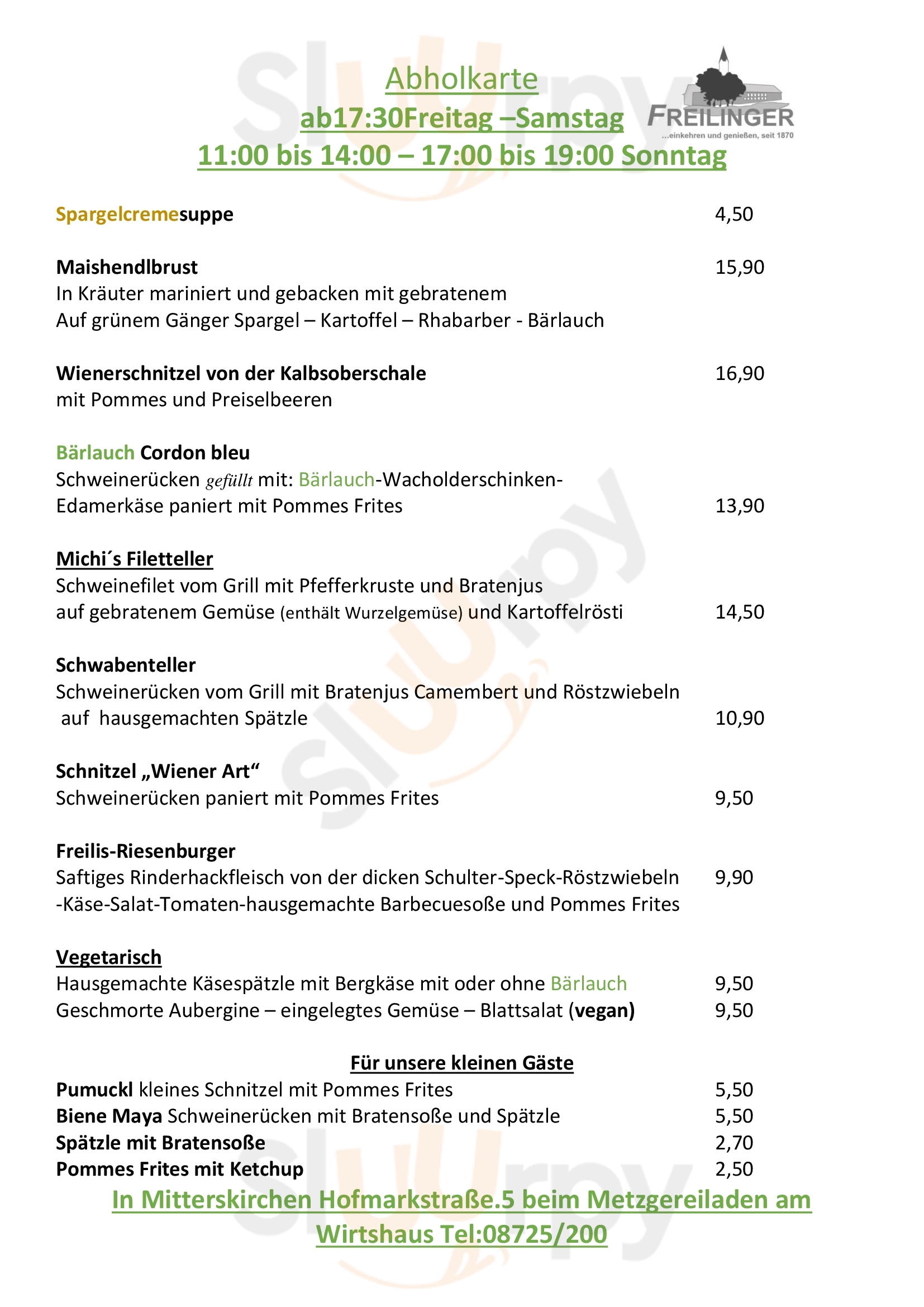 Freilinger-wirt Mitterskirchen Menu - 1