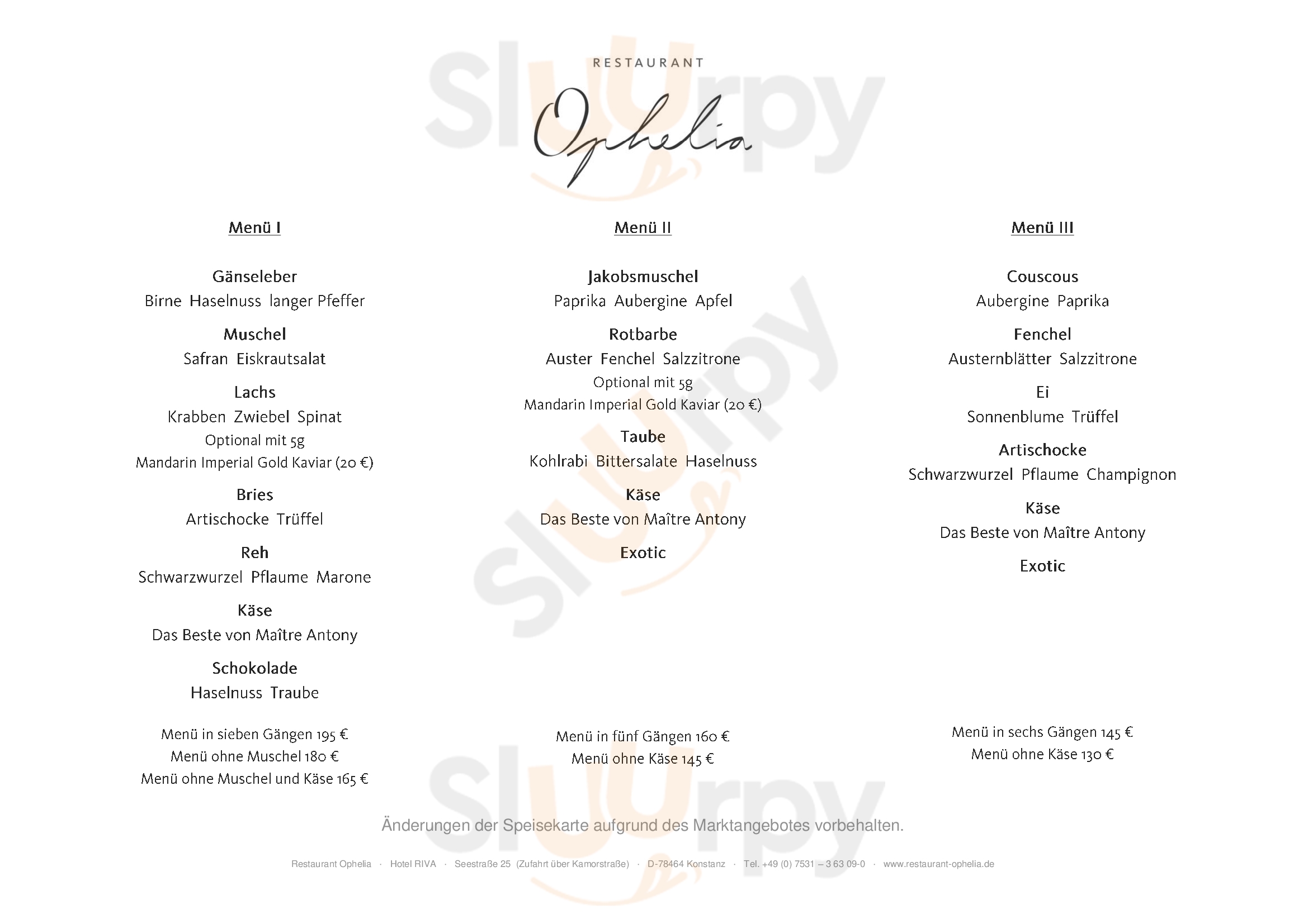 Restaurant Ophelia Konstanz Menu - 1