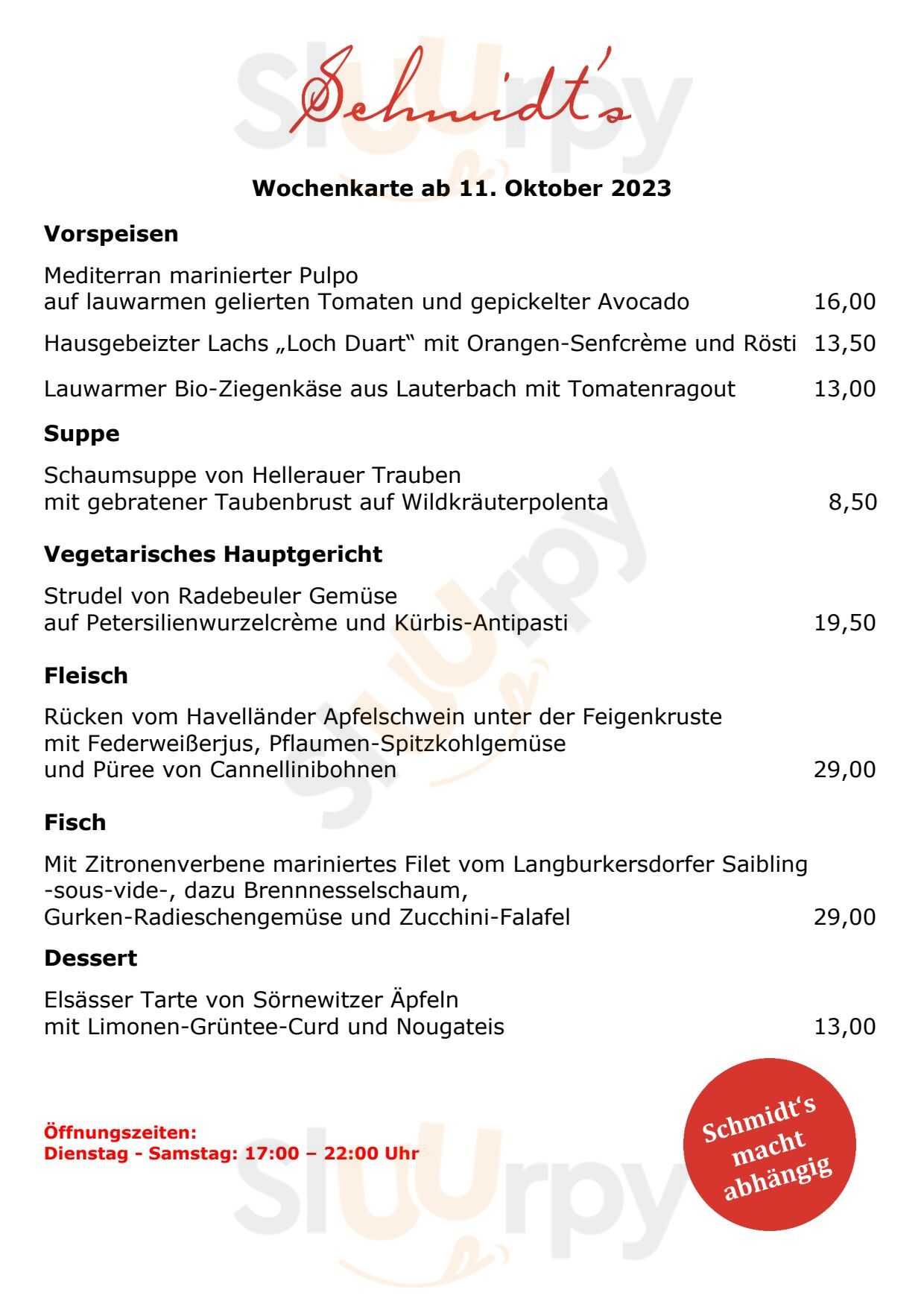 Schmidt's Restaurant & Gourmetcatering Dresden Menu - 1