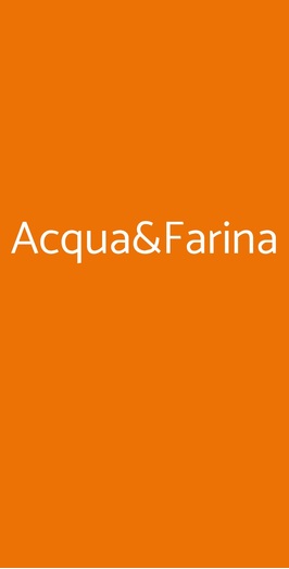 Acqua&farina