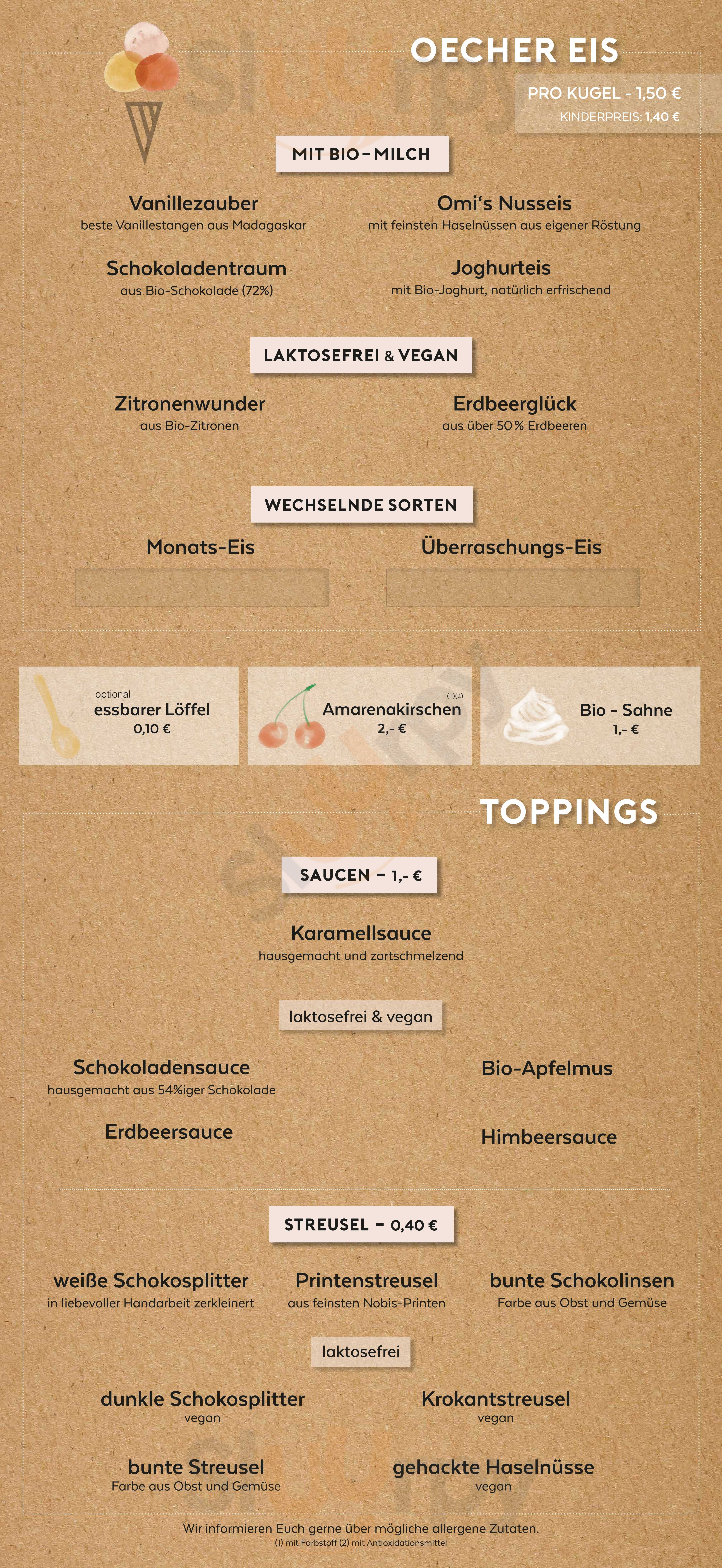 Oecher Eis-treff Aachen Menu - 1