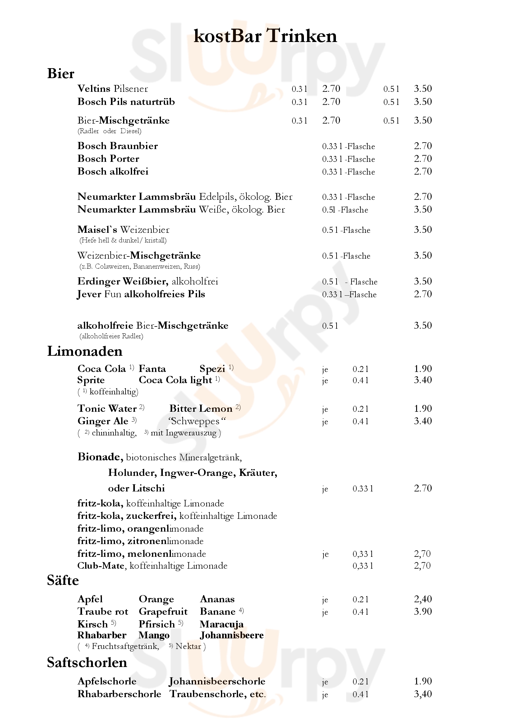 Kostbar Marburg Menu - 1