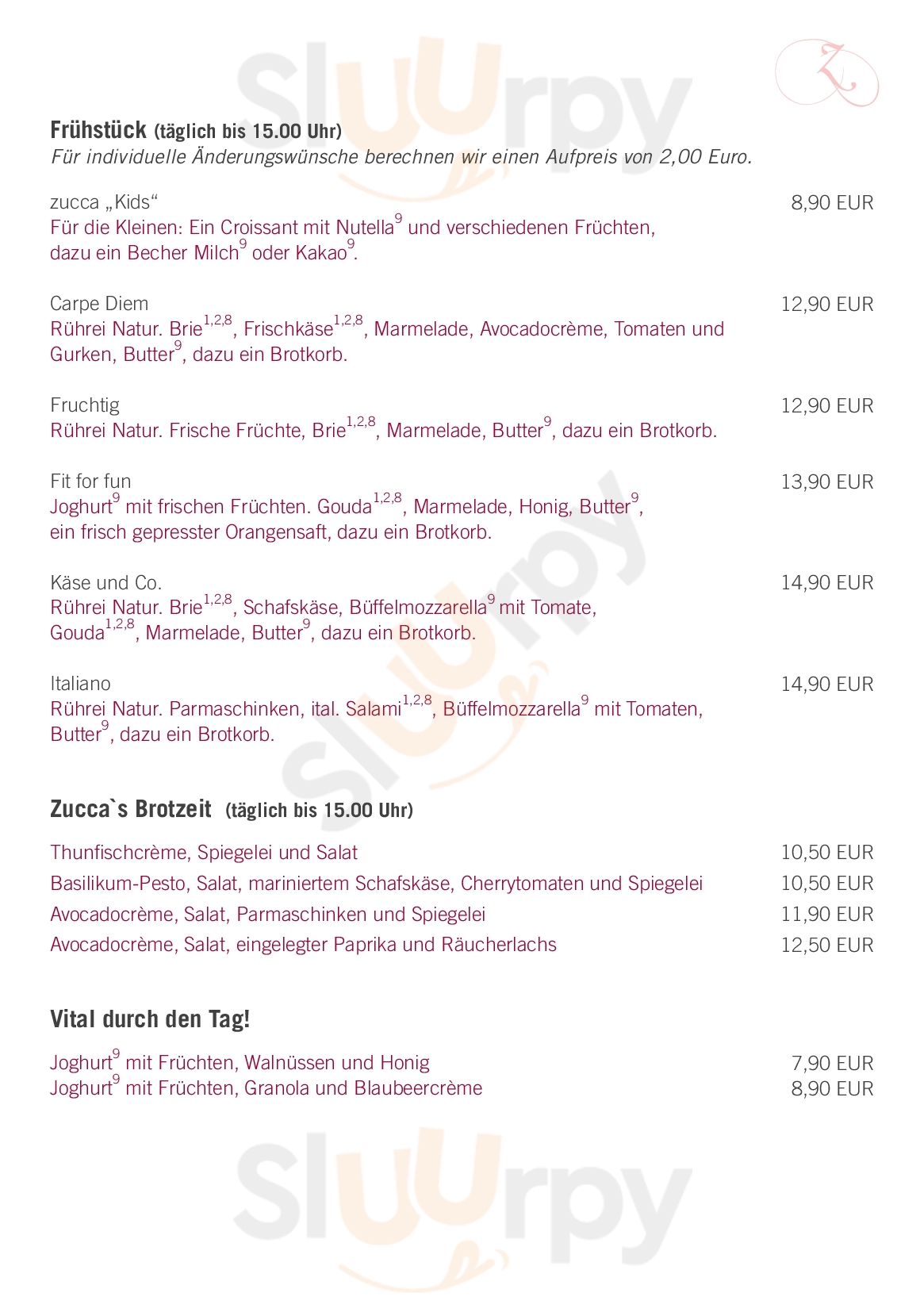 Zucca Essen Menu - 1