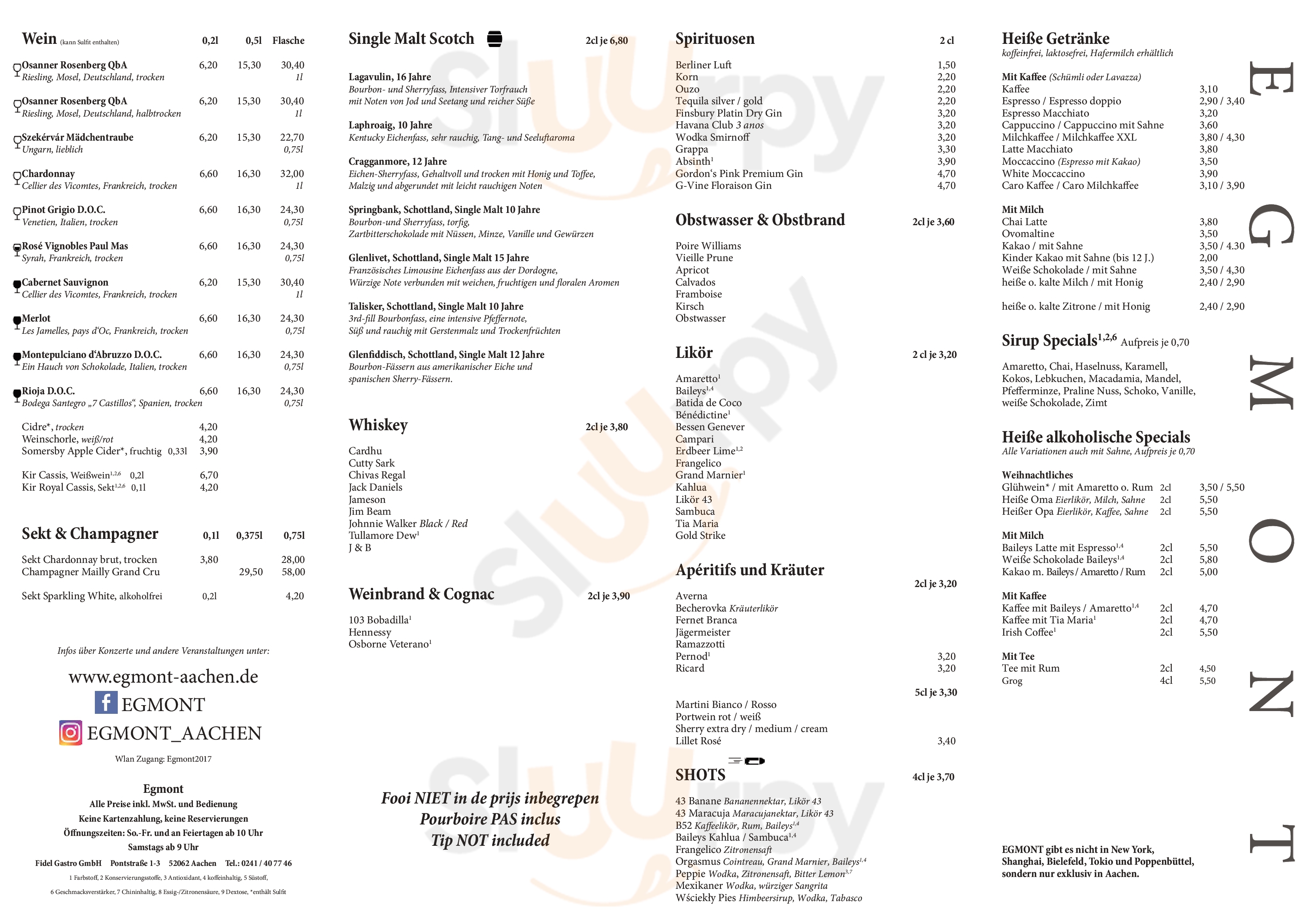 Egmont Aachen Menu - 1