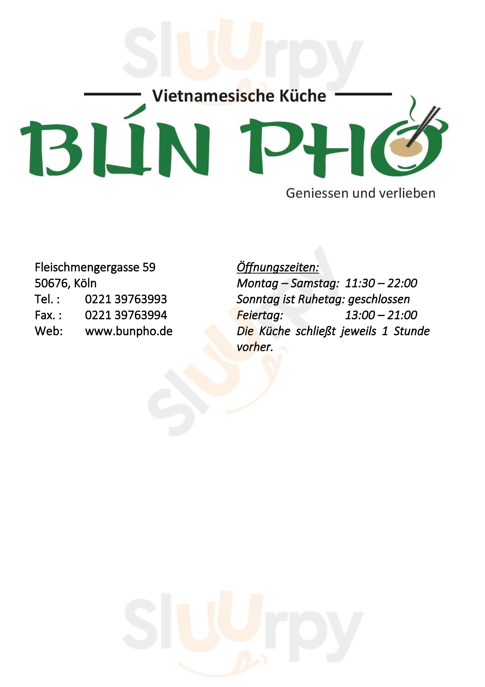 Bun Pho Vietnamesische Kuche Köln Menu - 1