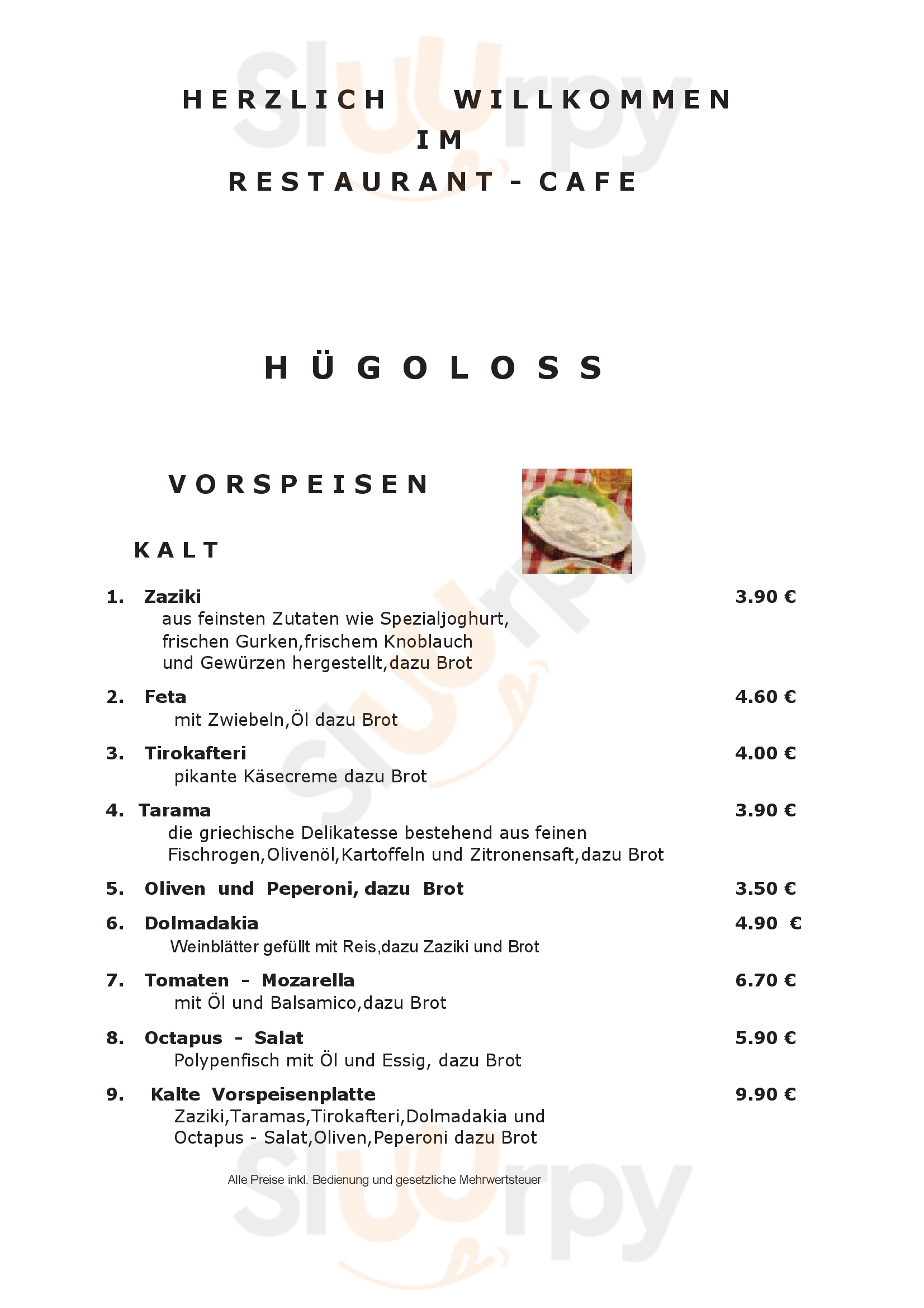 Restaurant Hügoloss Essen Menu - 1