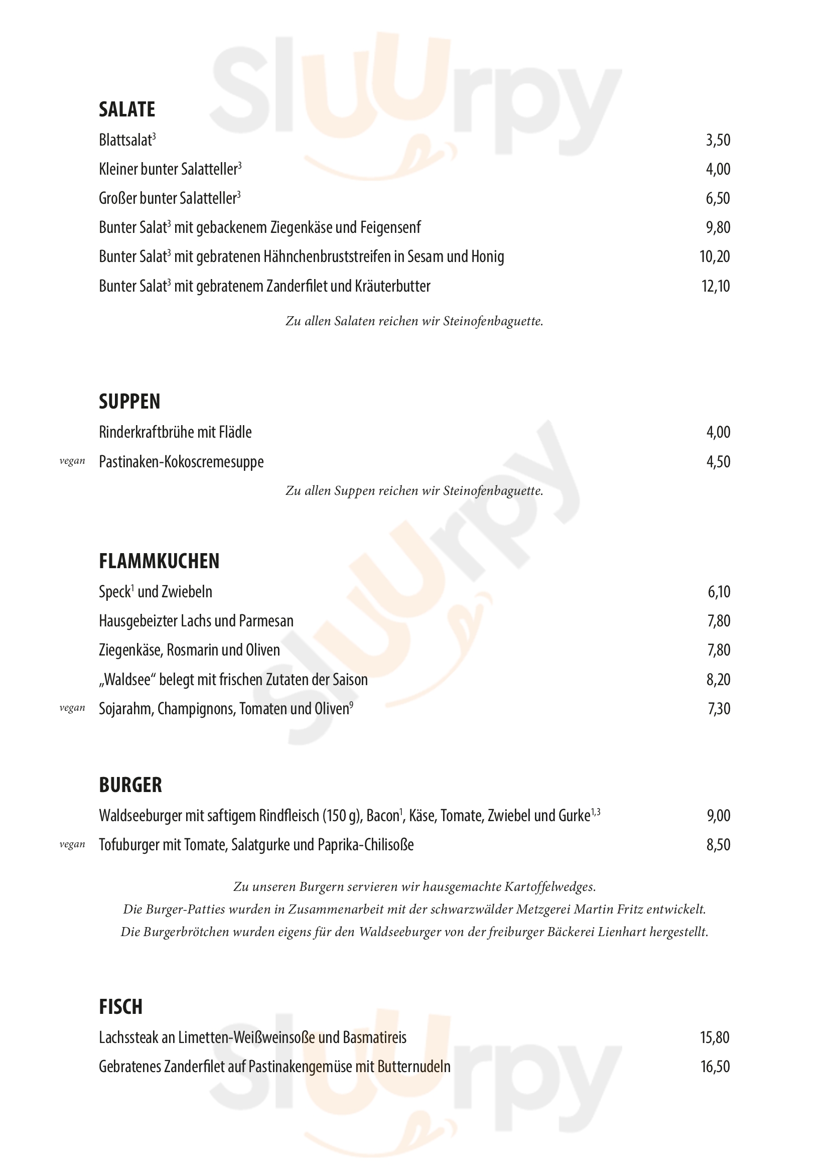 Waldsee Restaurant Freiburg Menu - 1