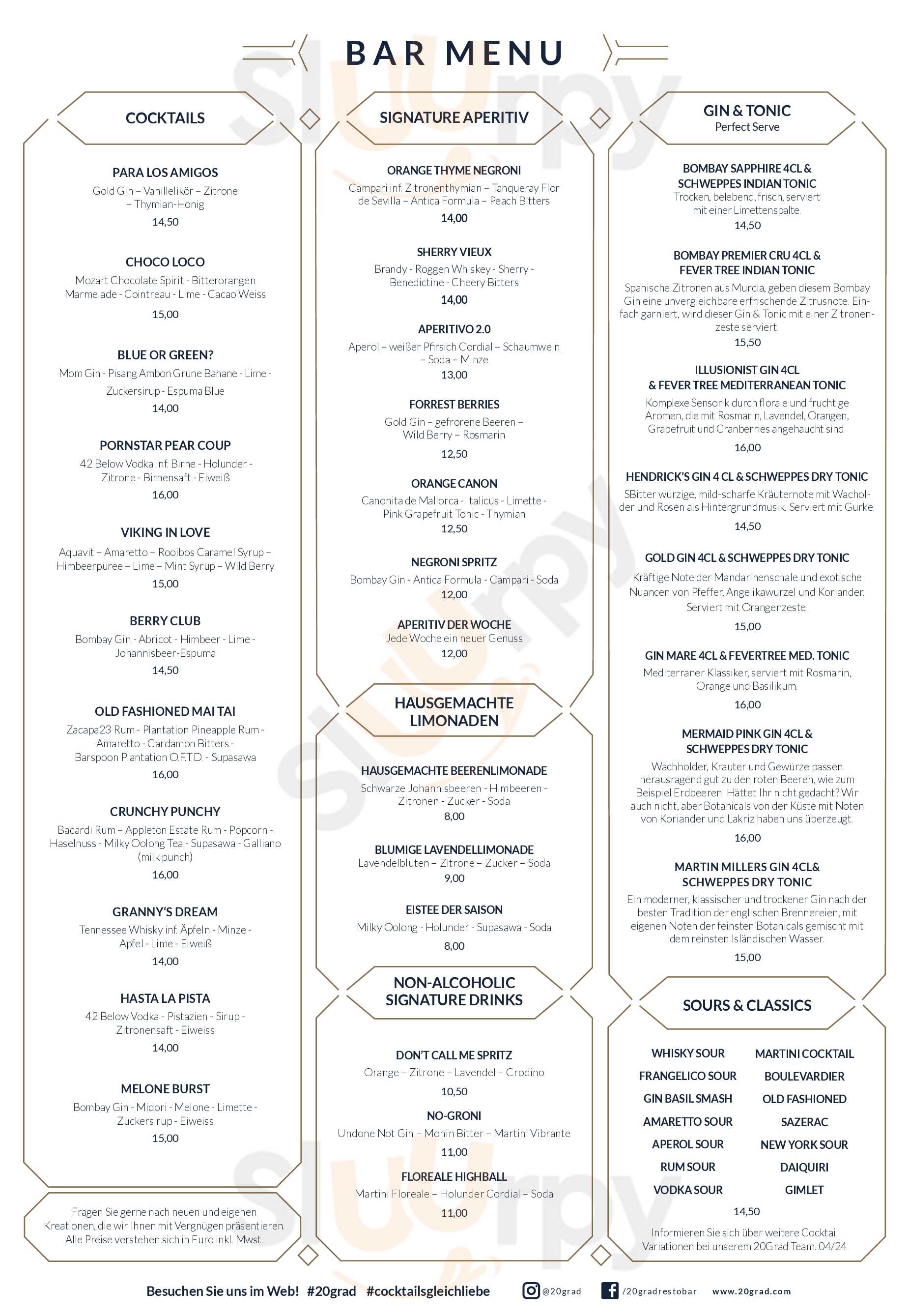 20° Restobar Düsseldorf Menu - 1