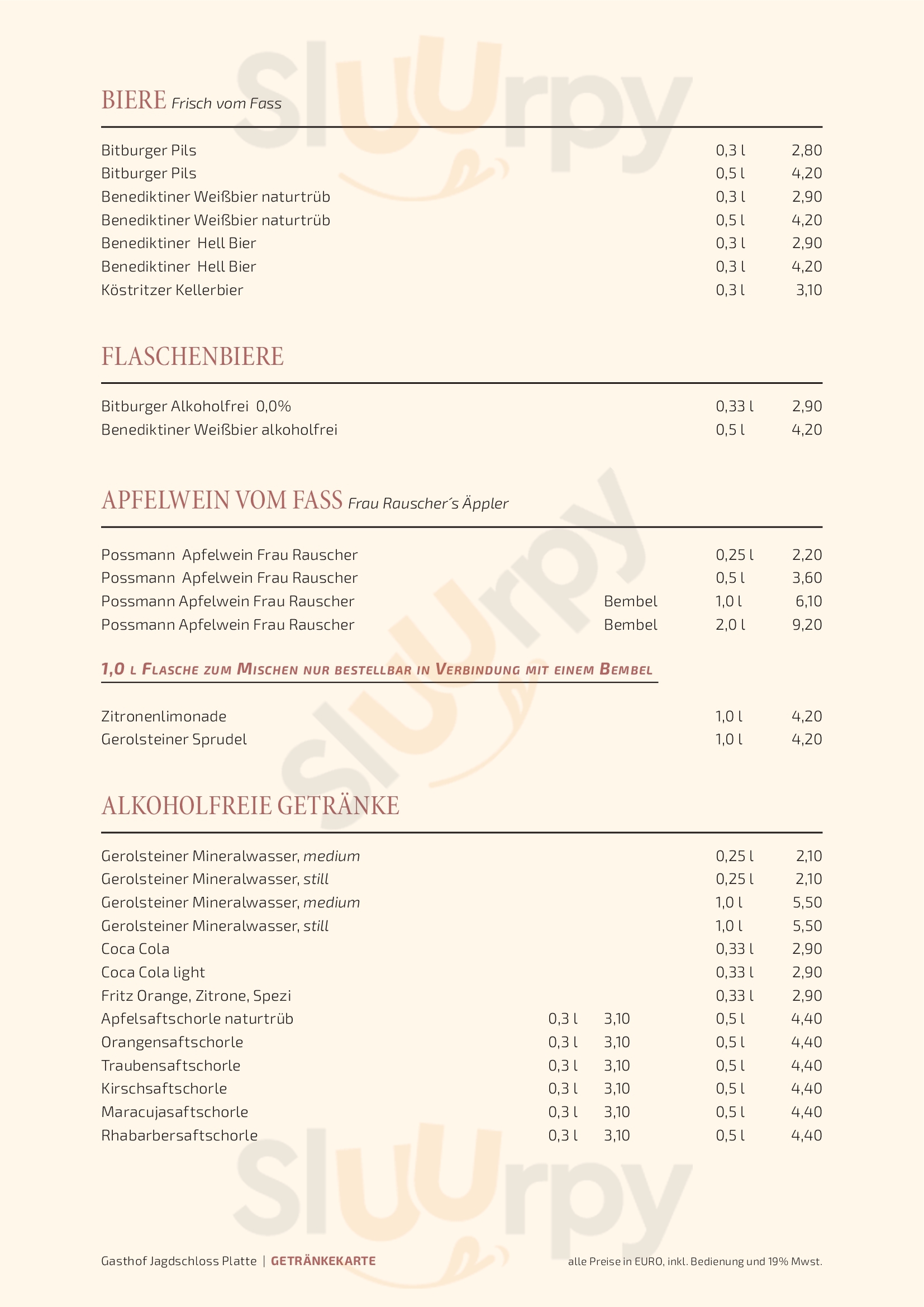 Gasthof Jagdschloss Platte Wiesbaden Menu - 1