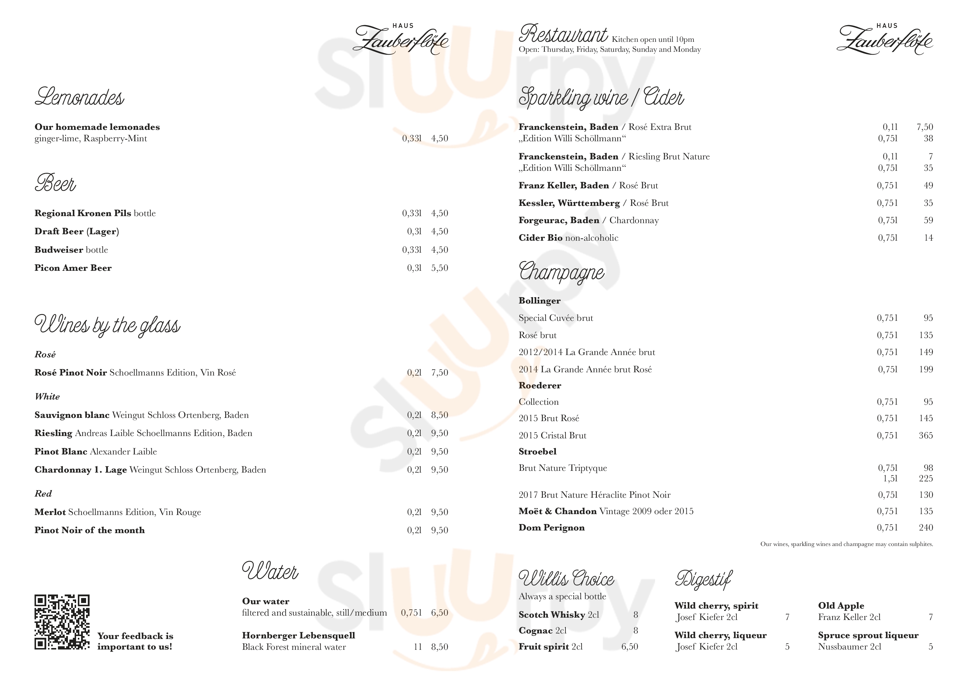 Restaurant Haus Zauberflöte Offenburg Menu - 1