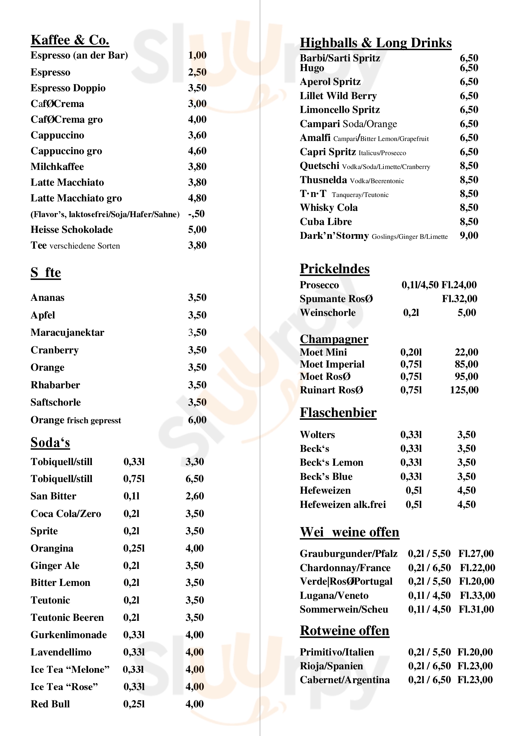 Superleggera Espresso Bar Wolfsburg Menu - 1