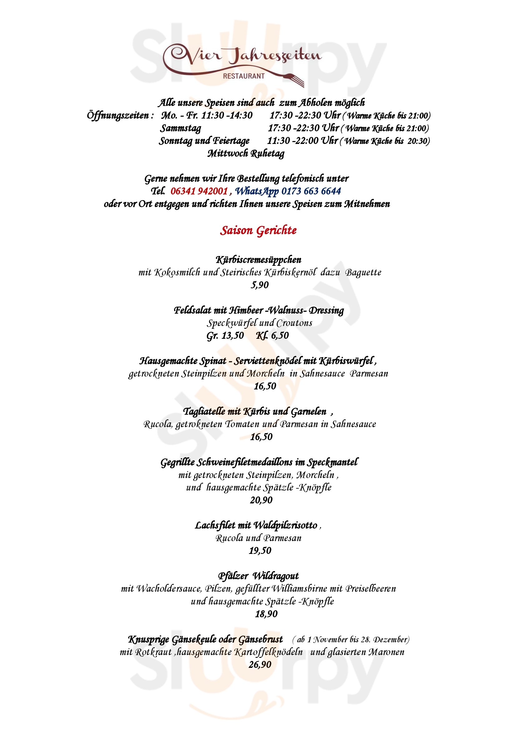 Vier Jahreszeiten Landau in der Pfalz Menu - 1