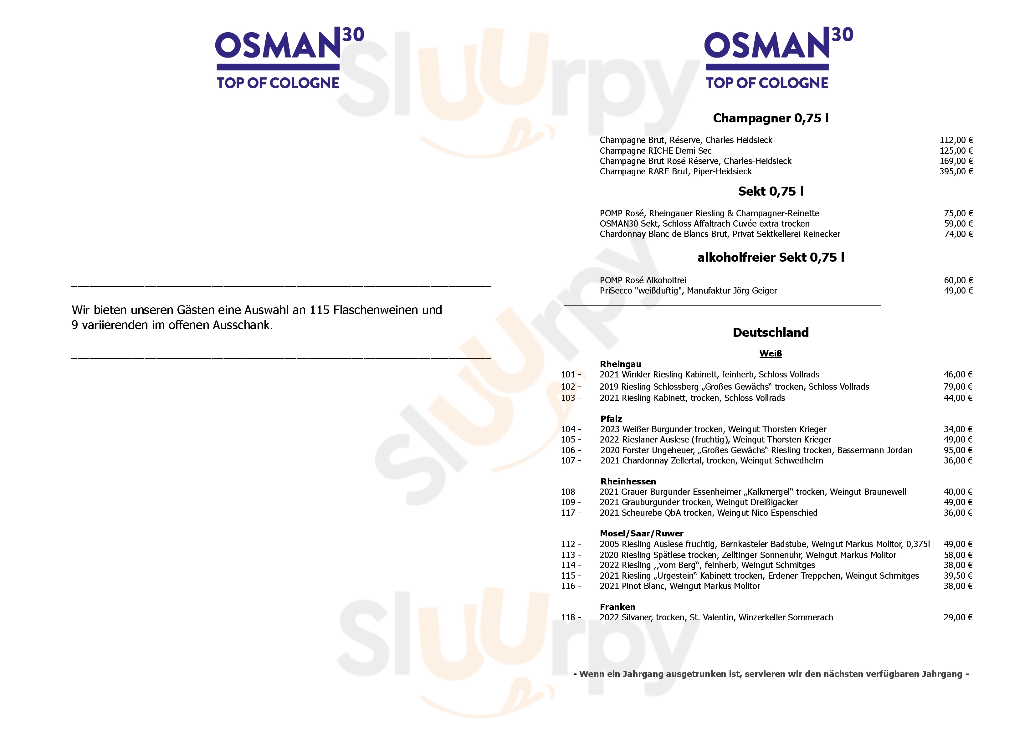 Osman 30 Köln Menu - 1