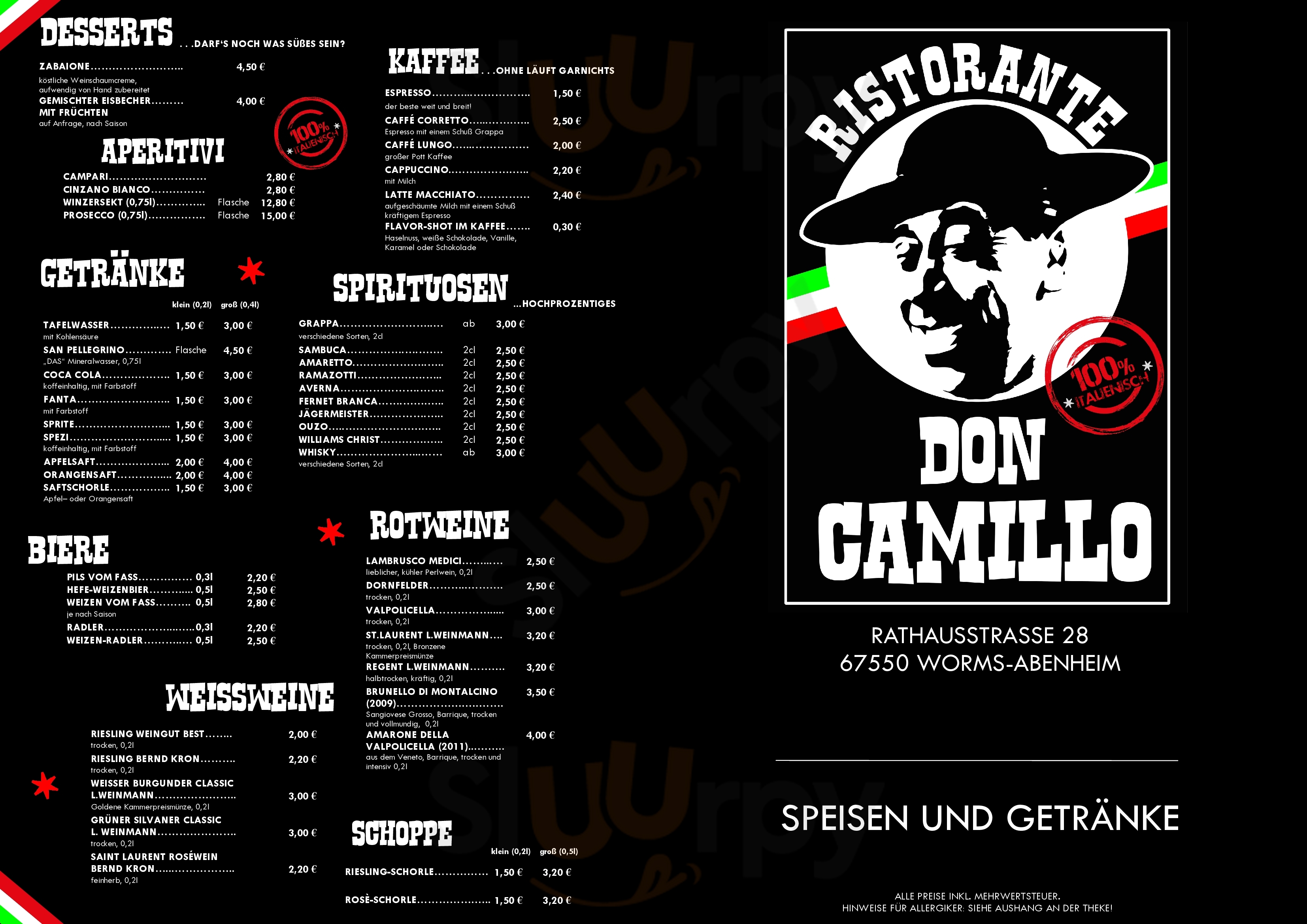 Don Camillo Worms Menu - 1
