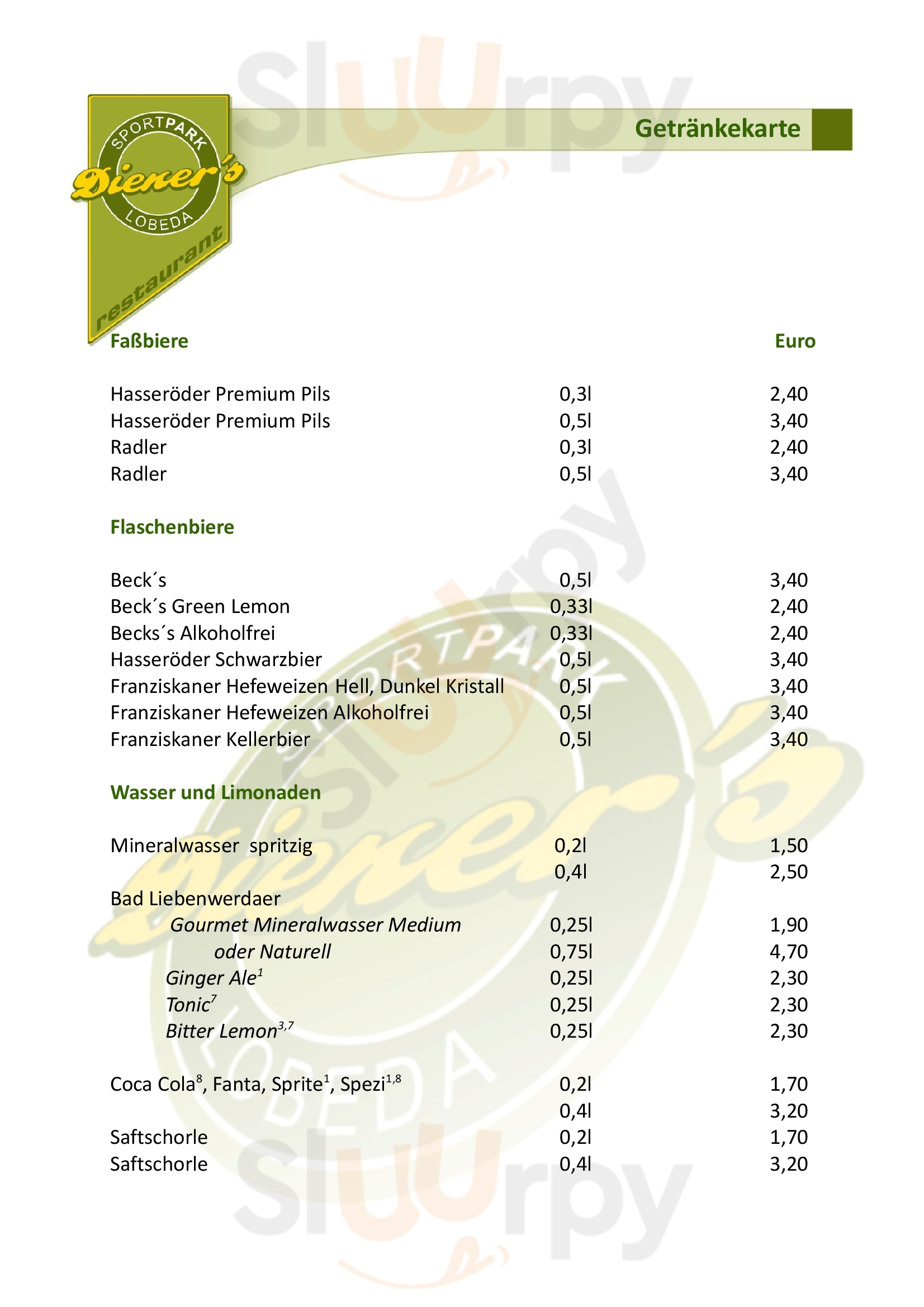 Diener's Restaurant Jena Menu - 1