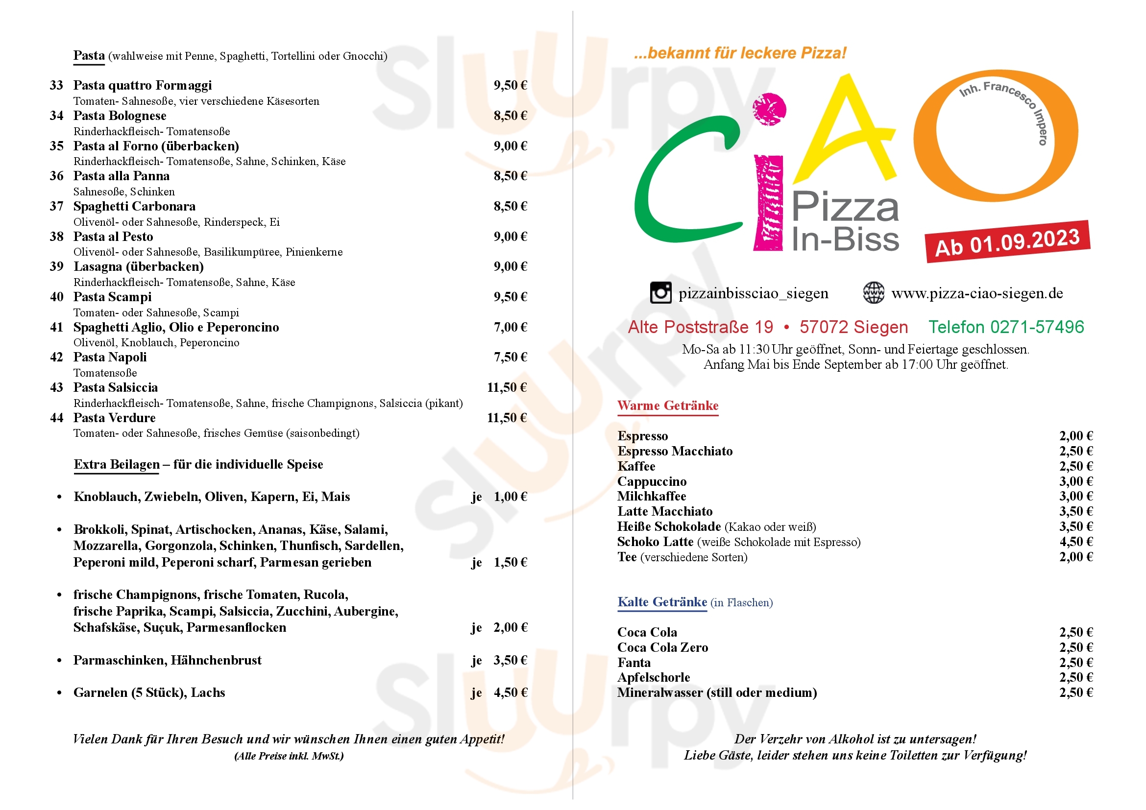 Pizzeria Ciao Siegen Menu - 1