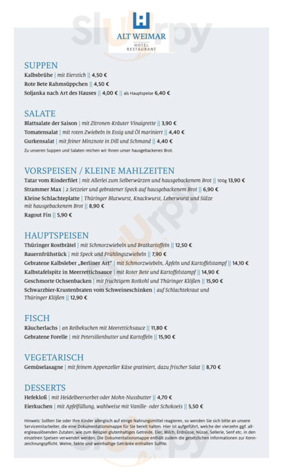 Restaurant Andreas Scholz menu