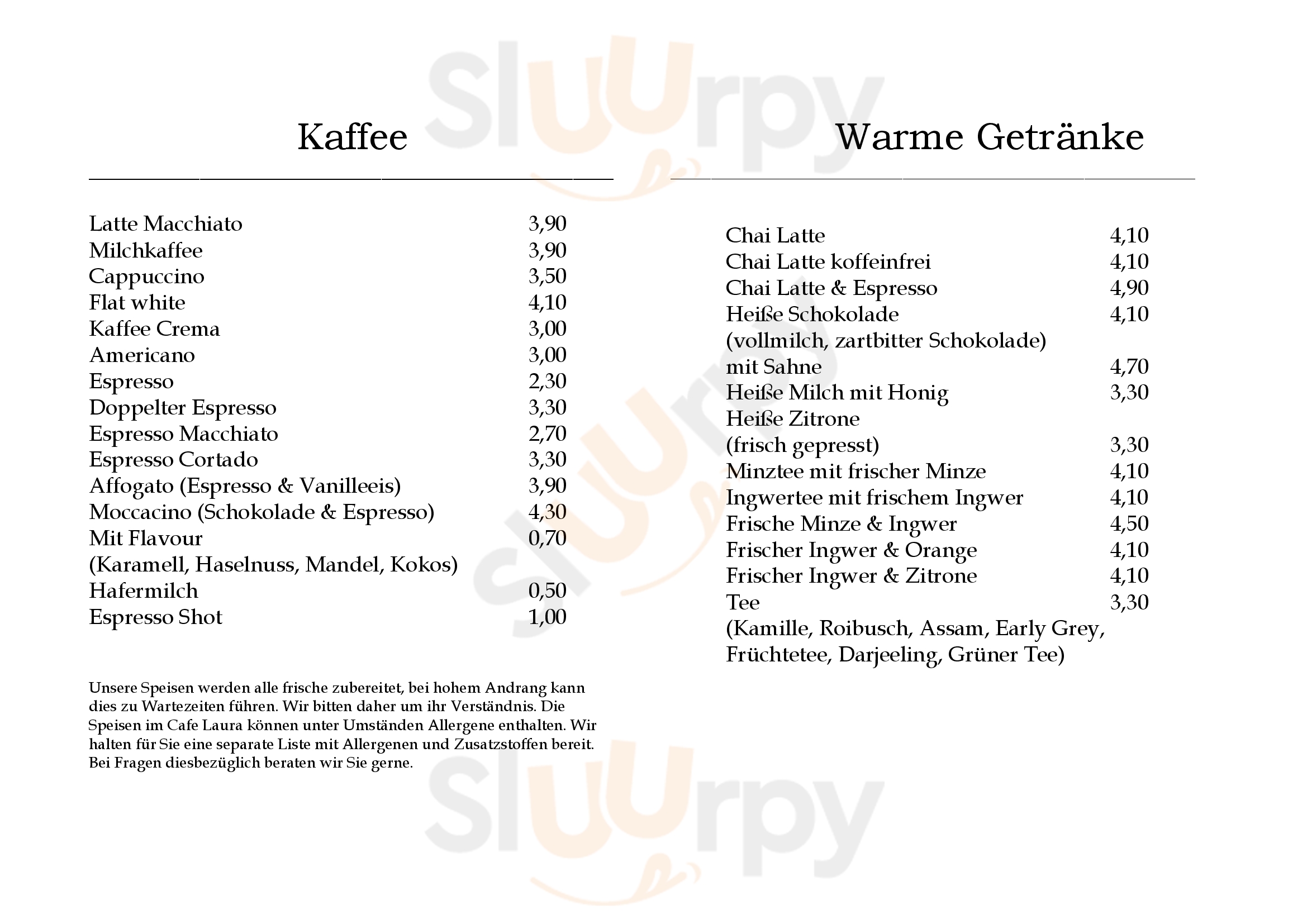 Main Menu - Cafe Laura