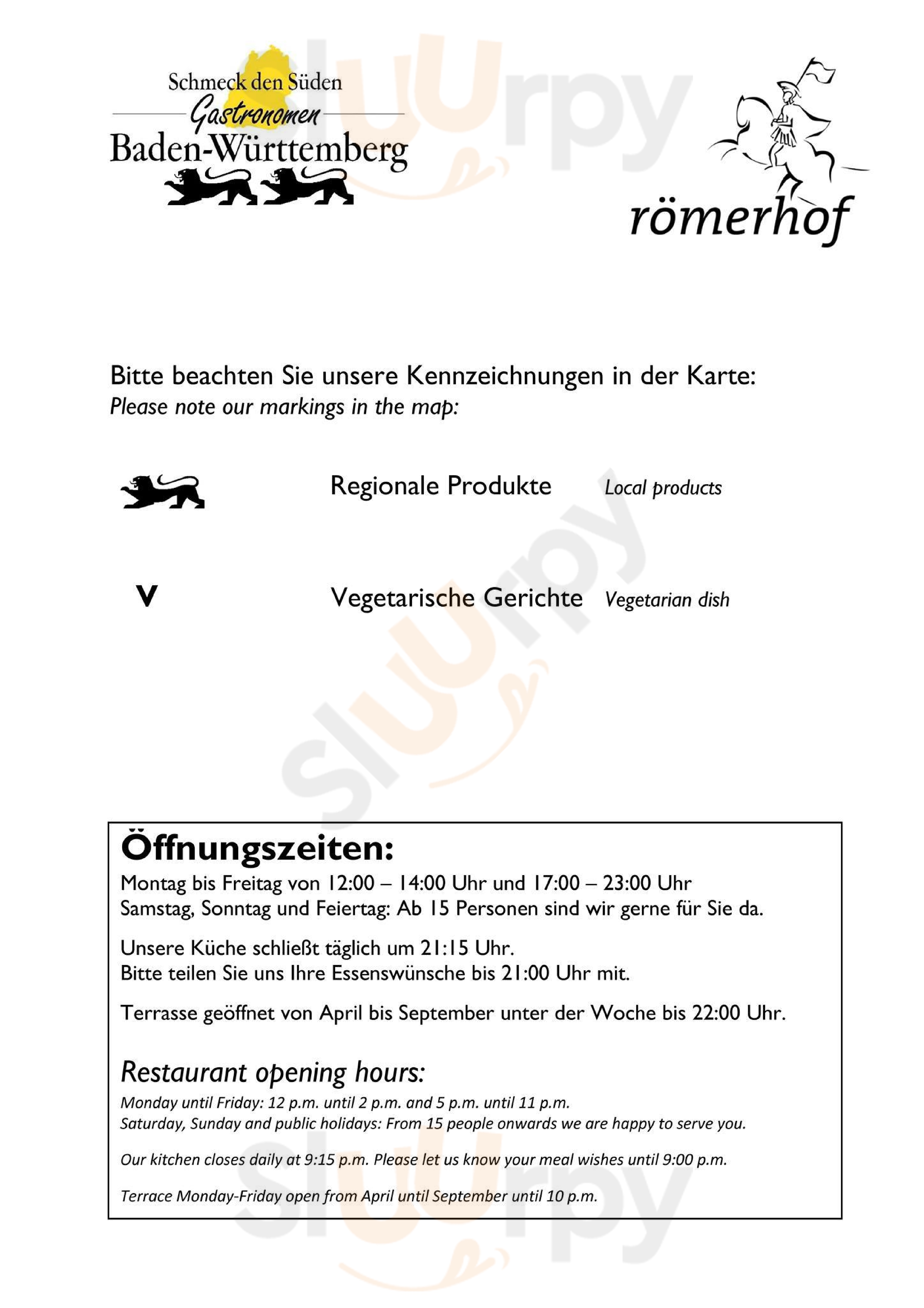 Restaurant Romerhof Stuttgart Menu - 1