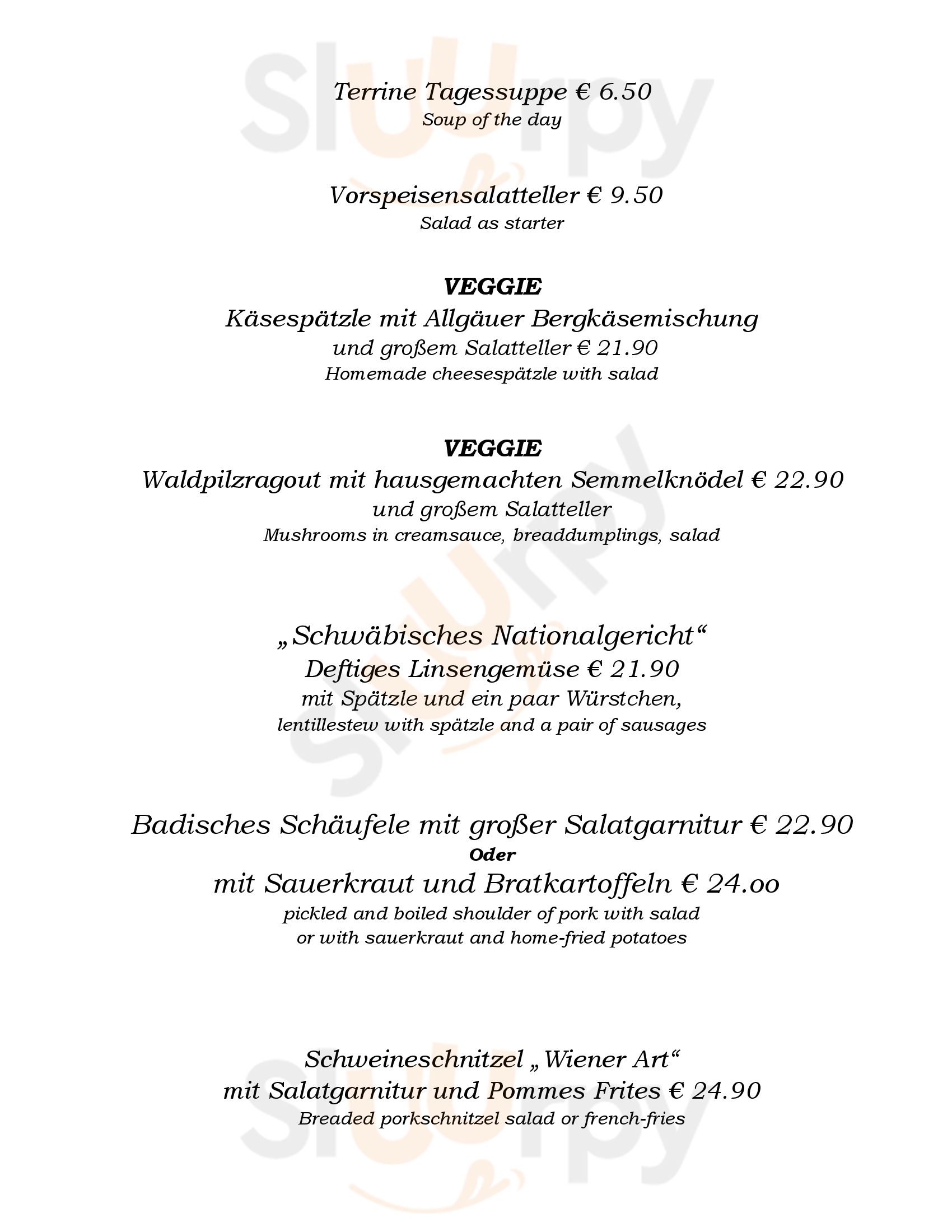 Zum Roten Ochsen Heidelberg Menu - 1