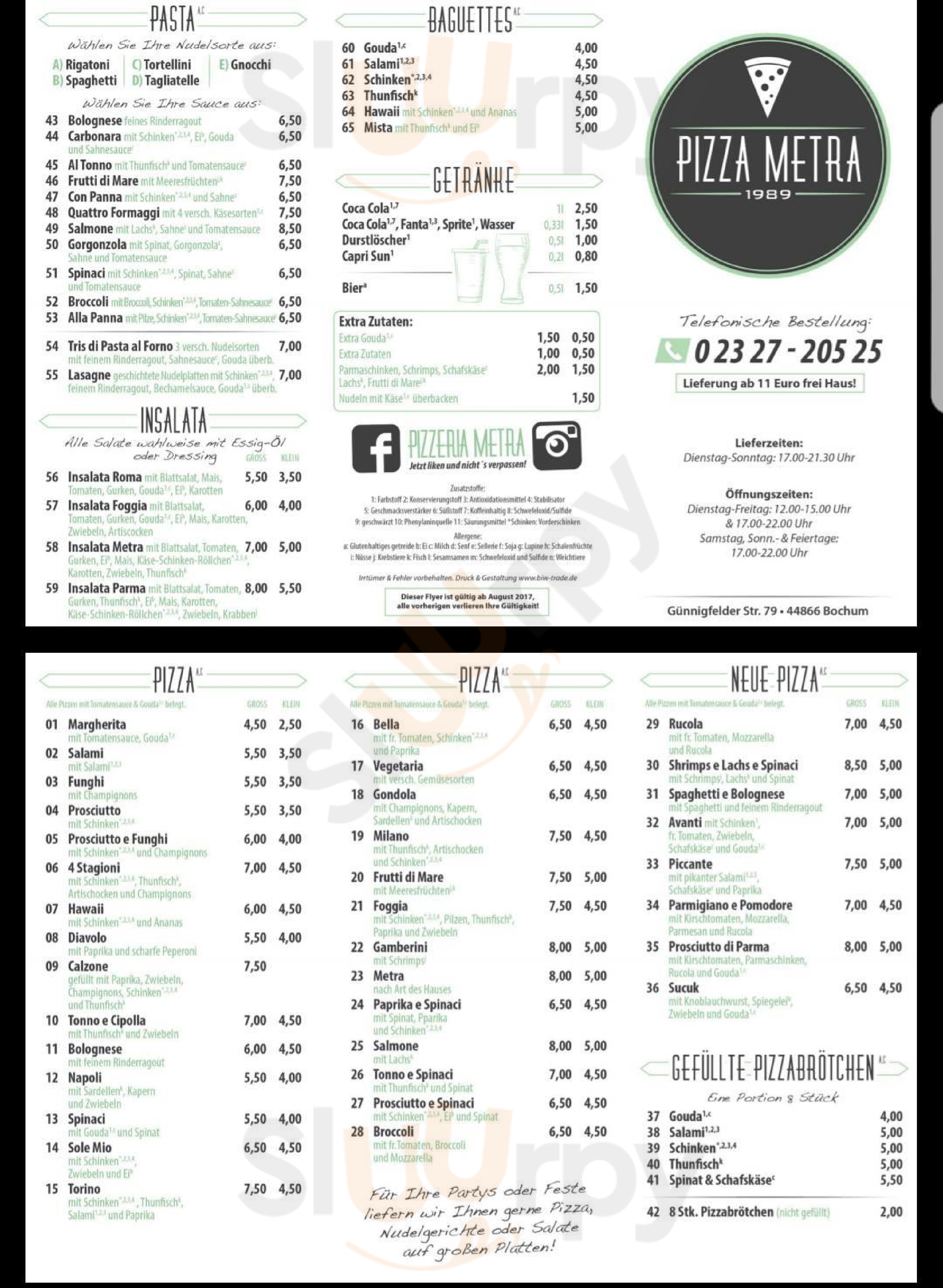 Pizzeria Metra Bochum Menu - 1