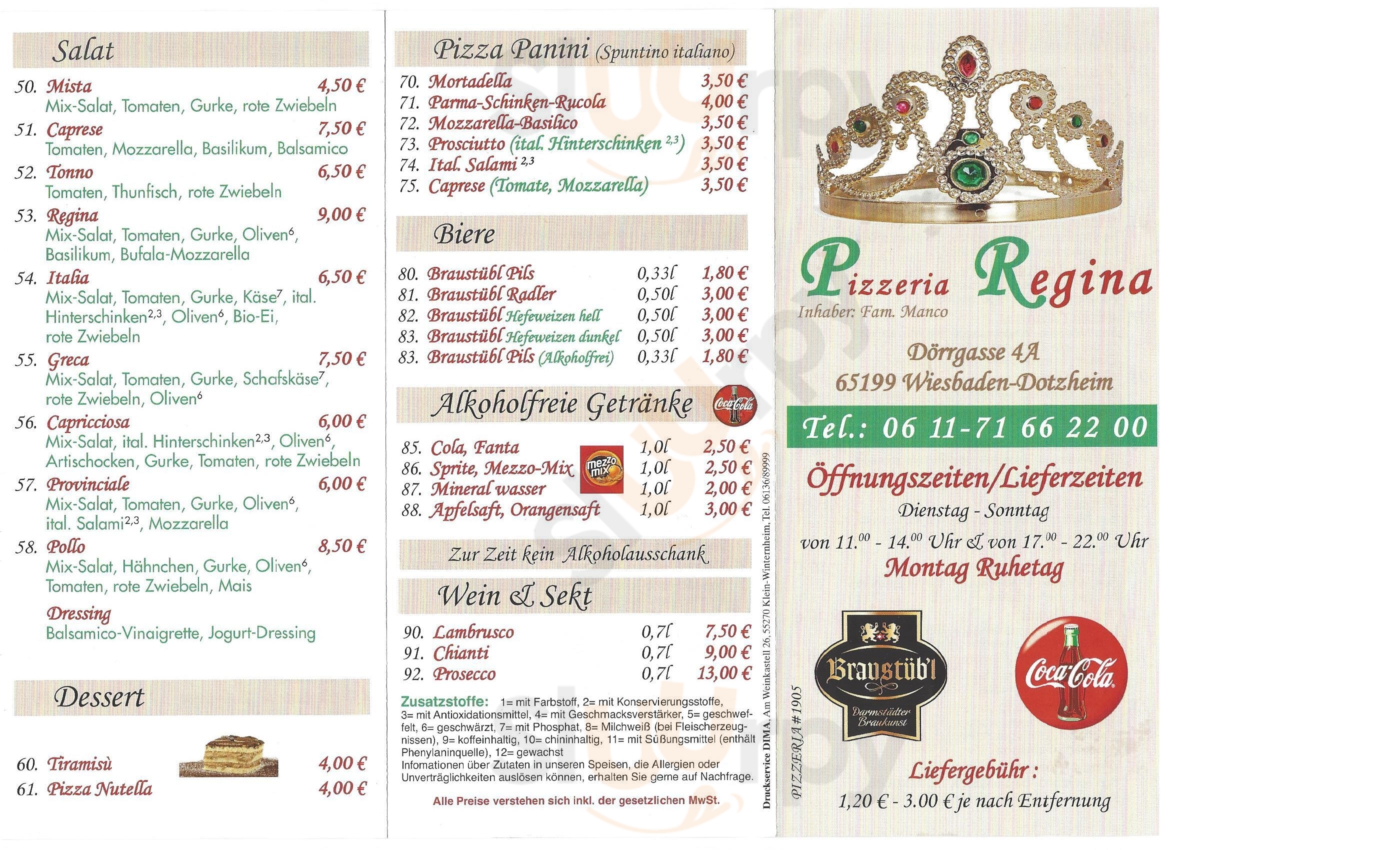 Pizzeria Regina Wiesbaden Menu - 1