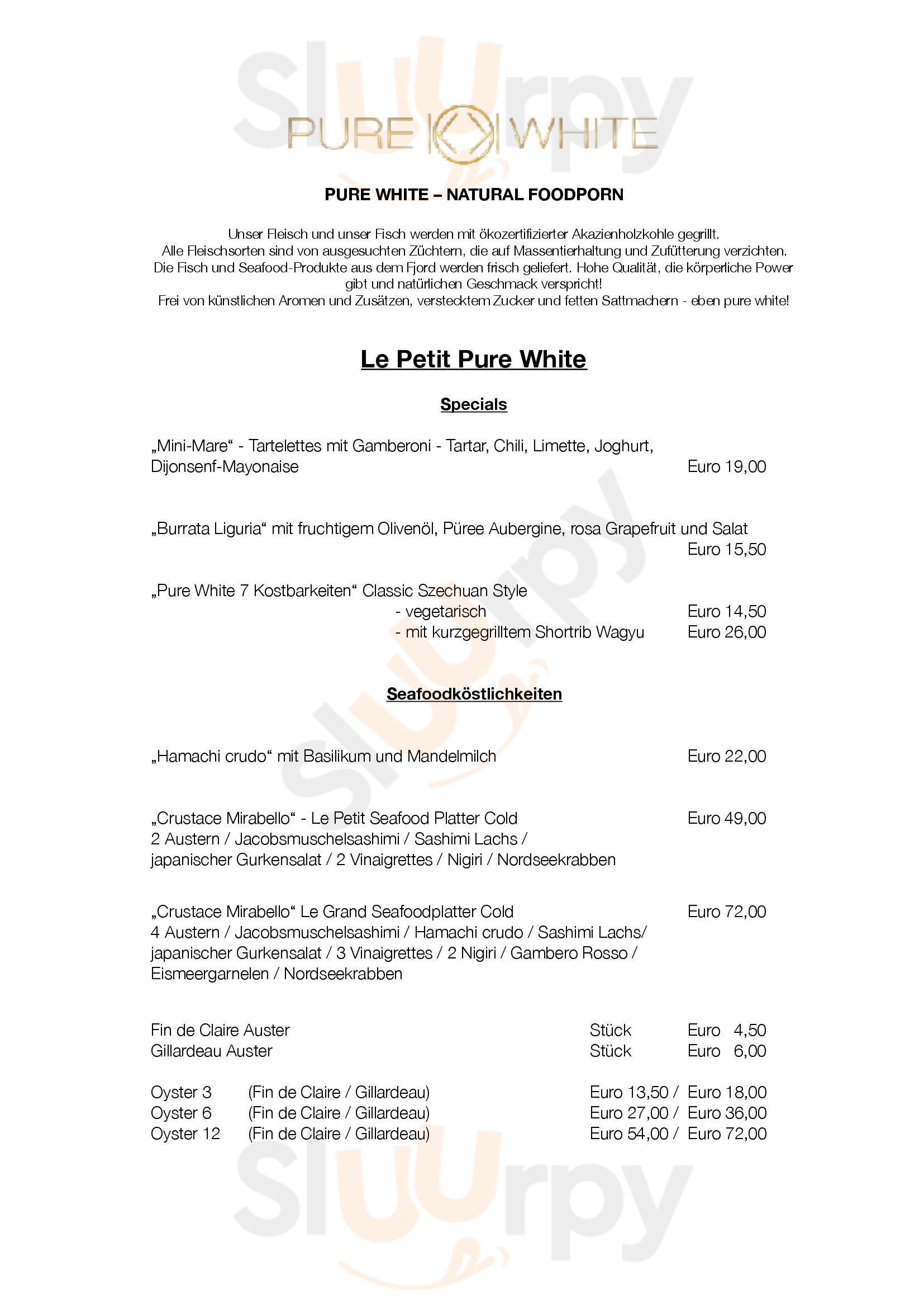 Pure White Köln Menu - 1