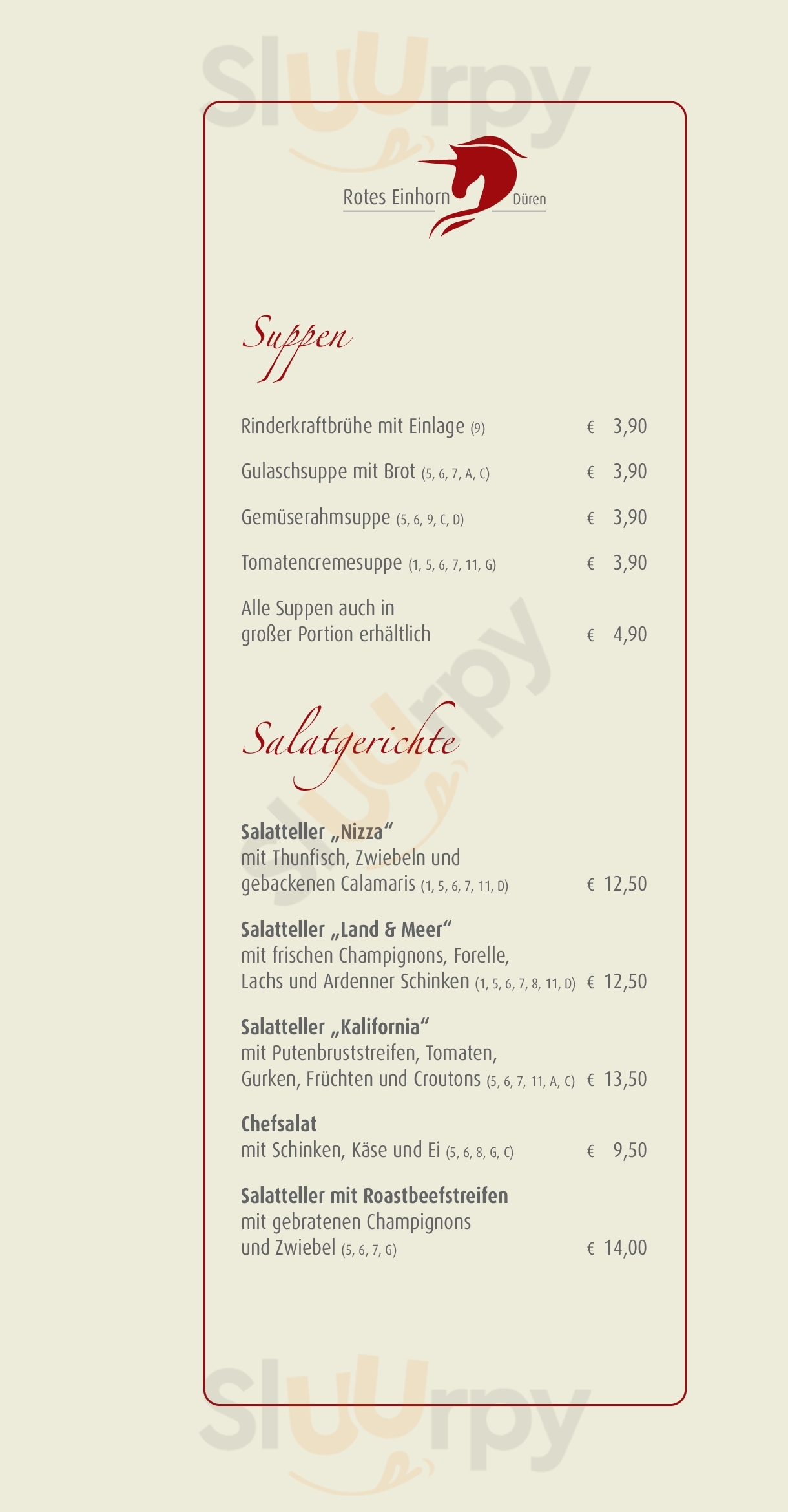 Rotes Einhorn Düren Menu - 1