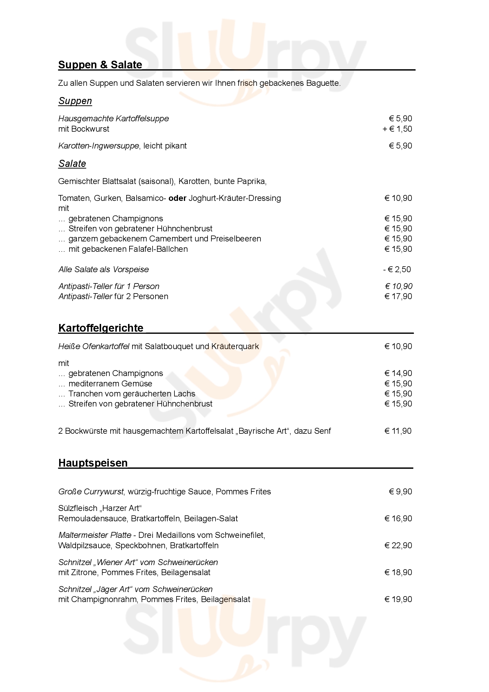 Maltermeister Turm Goslar Menu - 1