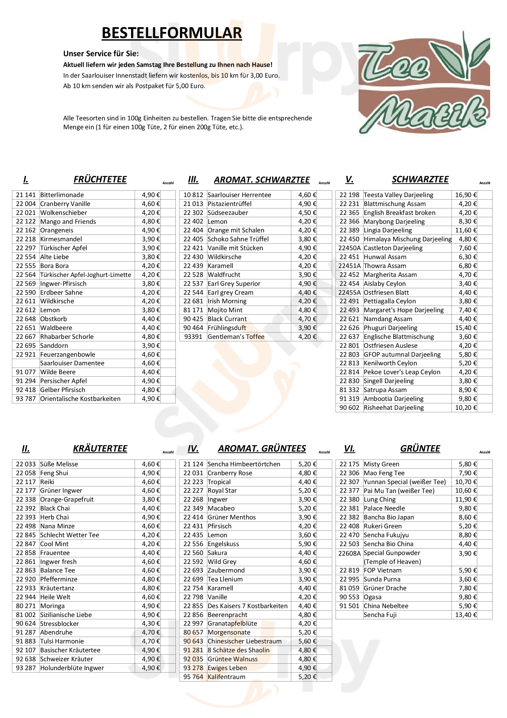 Teematik Saarlouis Menu - 1