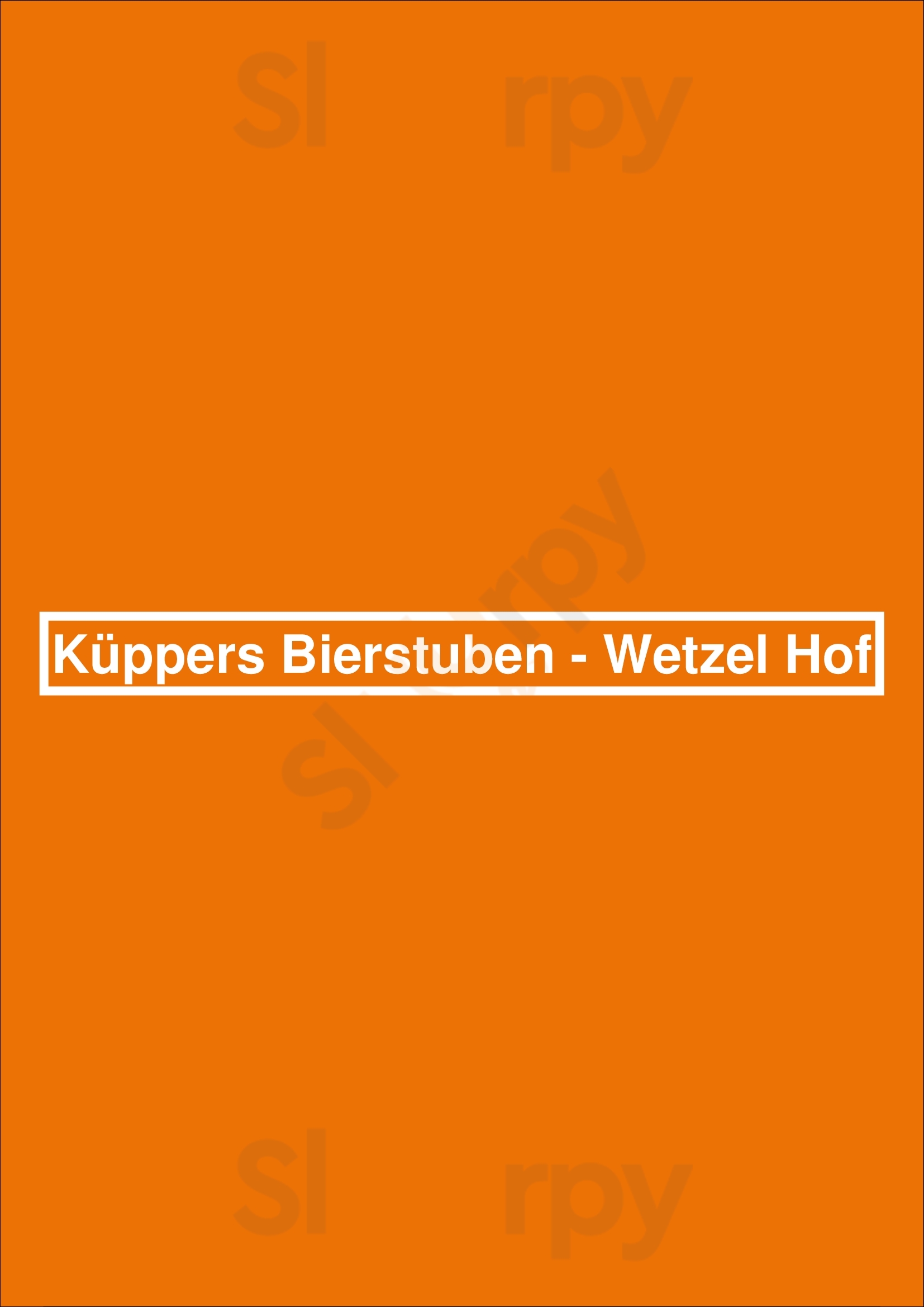 Küppers Bierstuben - Wetzel Hof Düsseldorf Menu - 1