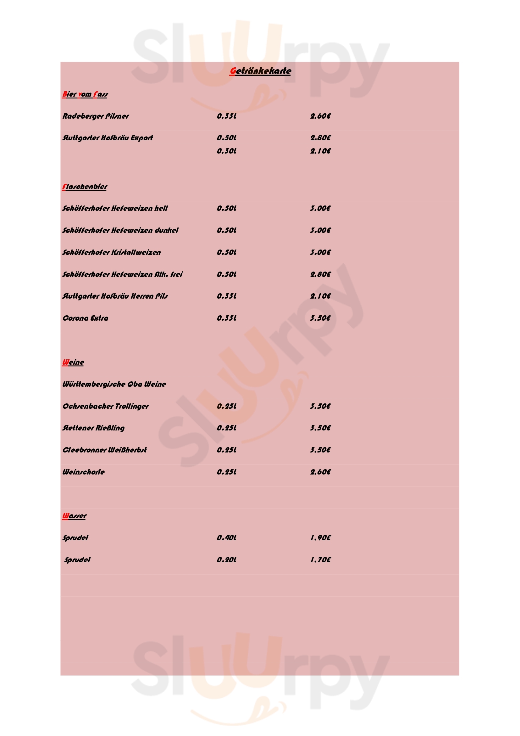 Gaststatte Planie Sindelfingen Menu - 1