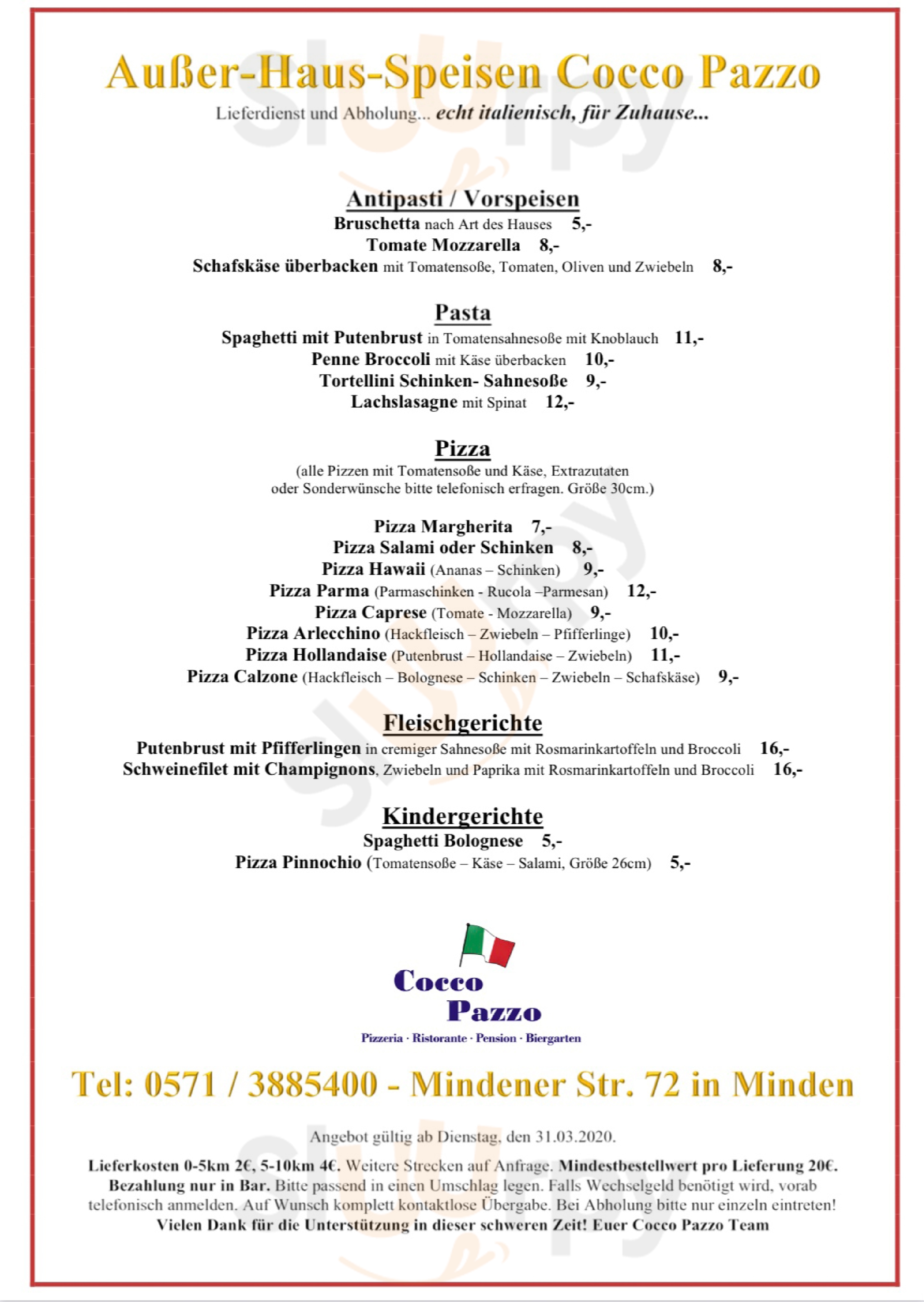 Cocco Pazzo Minden Menu - 1