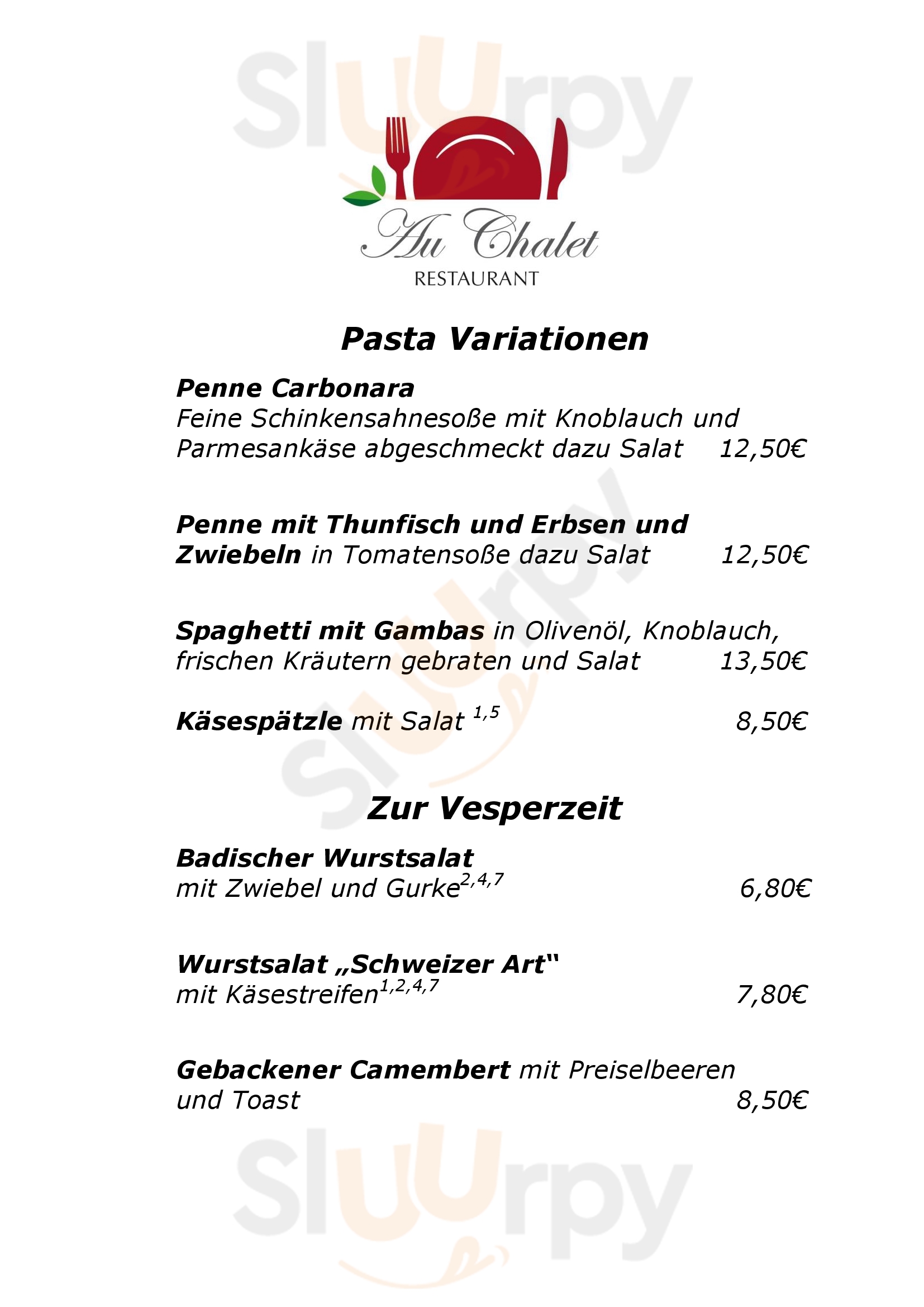 Au Chalet Rastatt Menu - 1