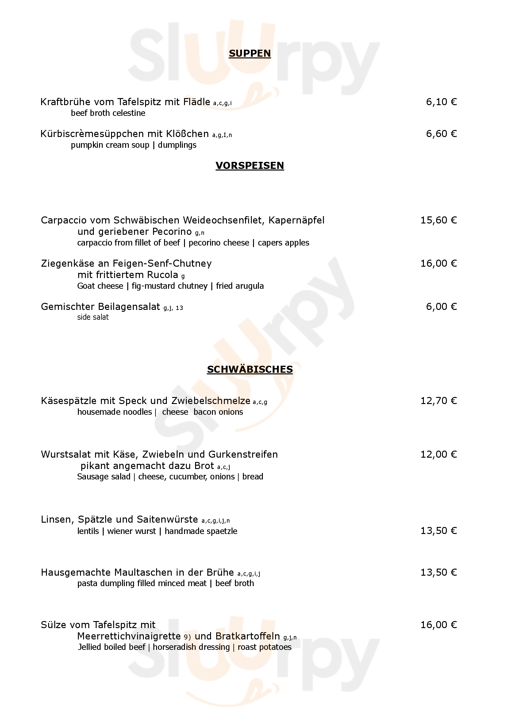 Restaurant-weinstube Hirsch Leonberg Menu - 1