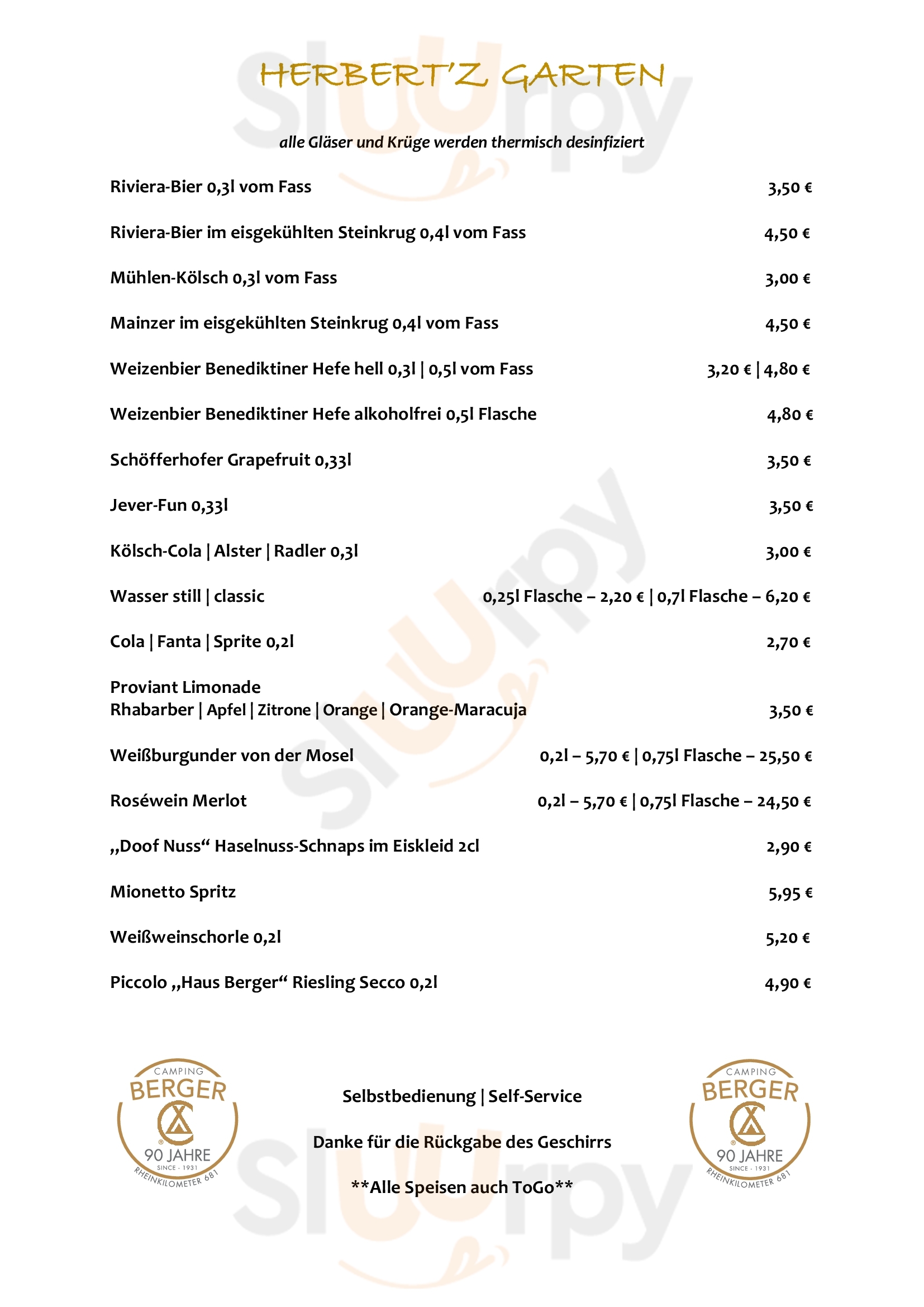 Haus Berger Rodenkirchen Köln Menu - 1