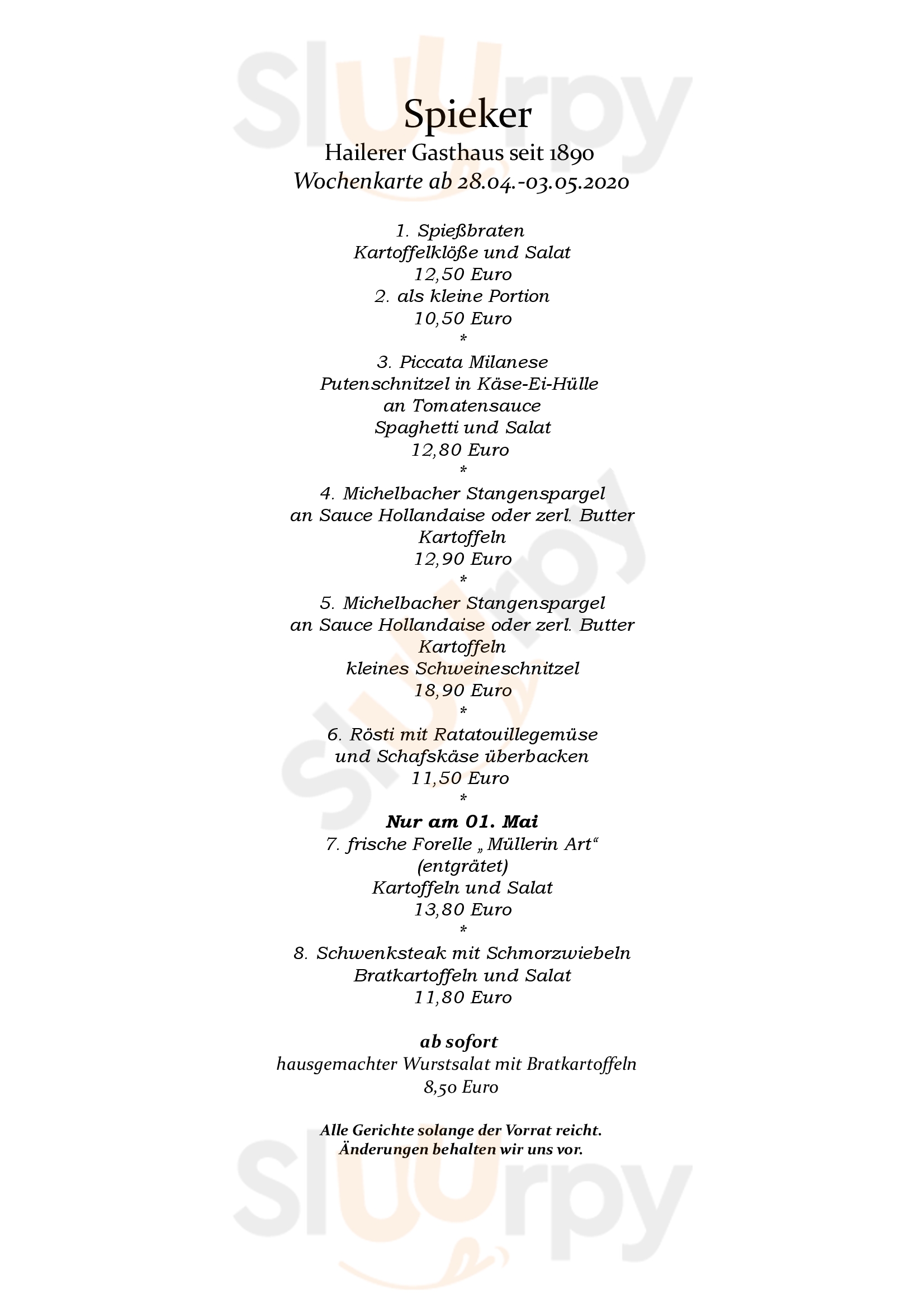 Restaurant Spieker Gelnhausen Menu - 1