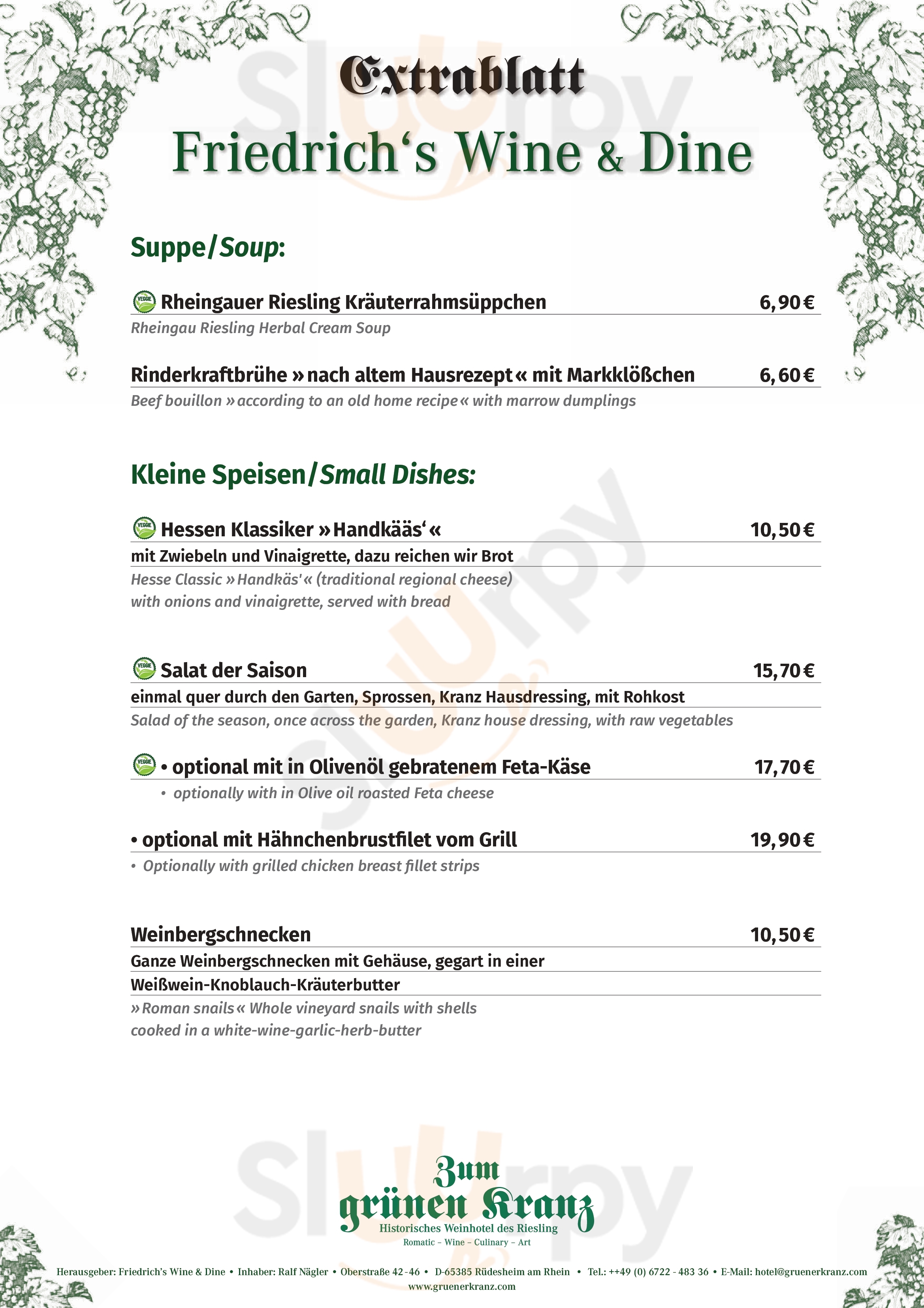 Zum Grünen Kranz Rüdesheim am Rhein Menu - 1