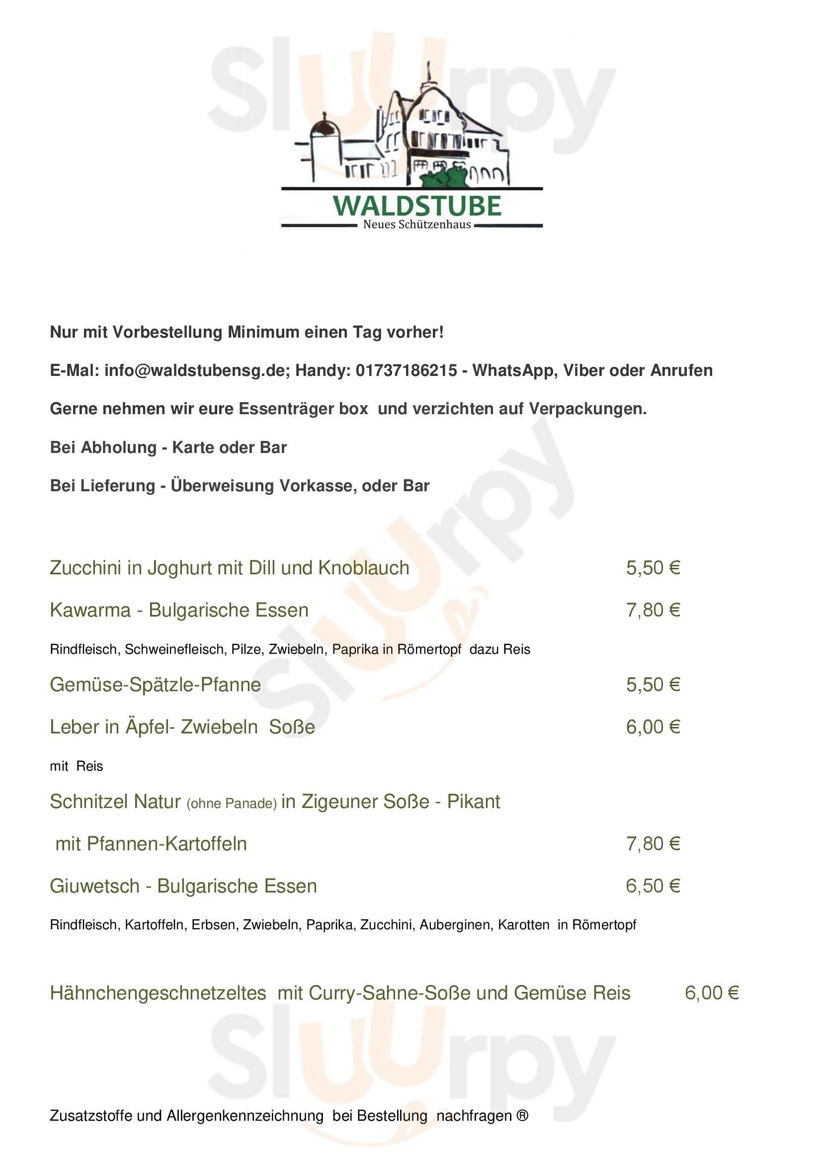 Waldstube Neues Schützenhaus Stuttgart Menu - 1