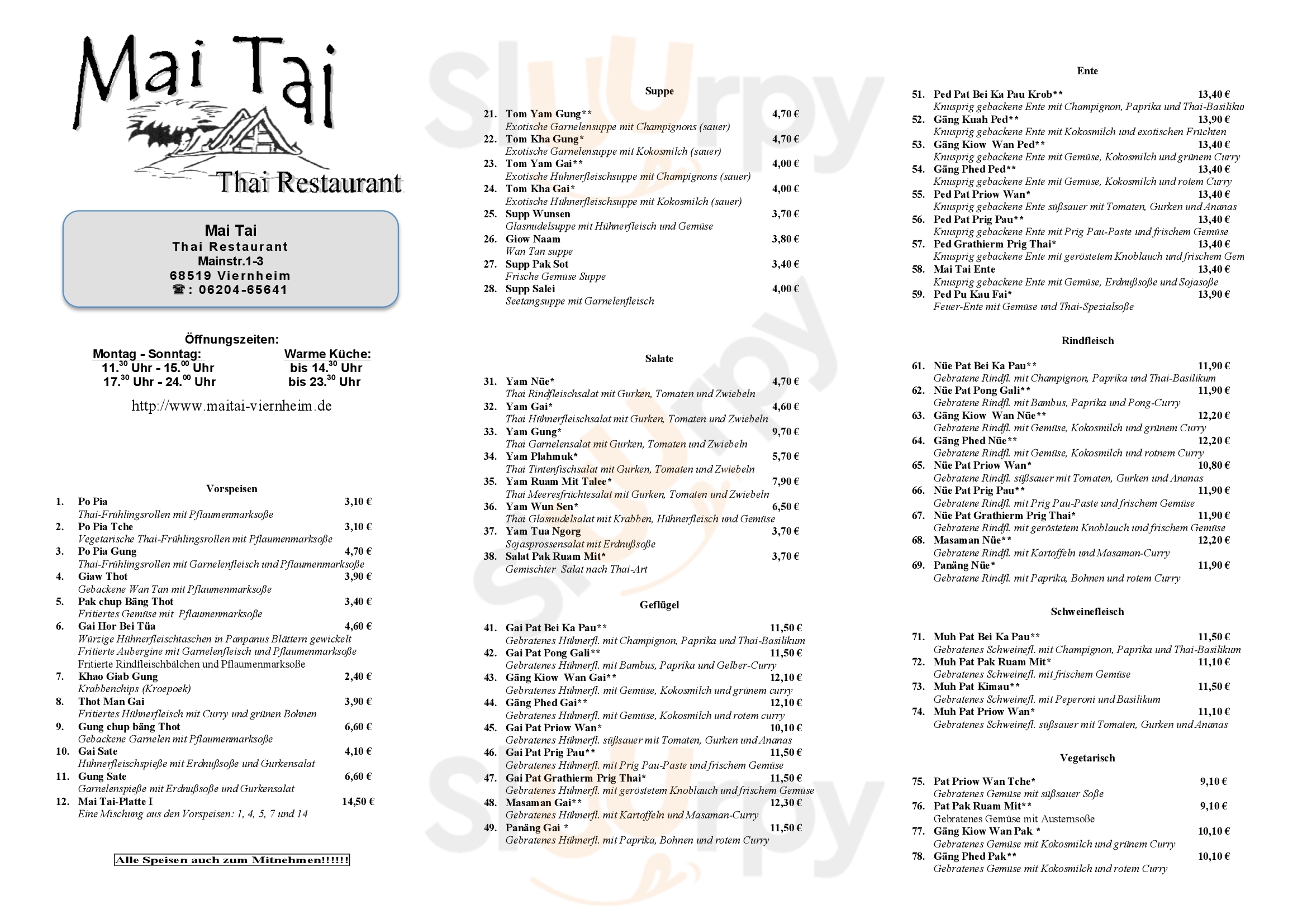 Mai Tai Thai-restaurant Viernheim Menu - 1