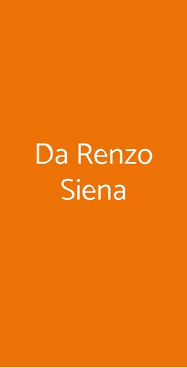 Ristorante Da Renzo, Siena