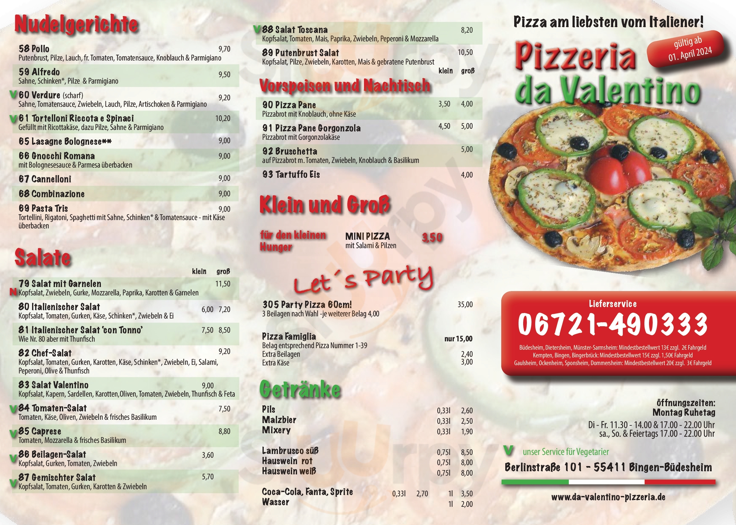 Pizzeria Valentino Bingen am Rhein Menu - 1