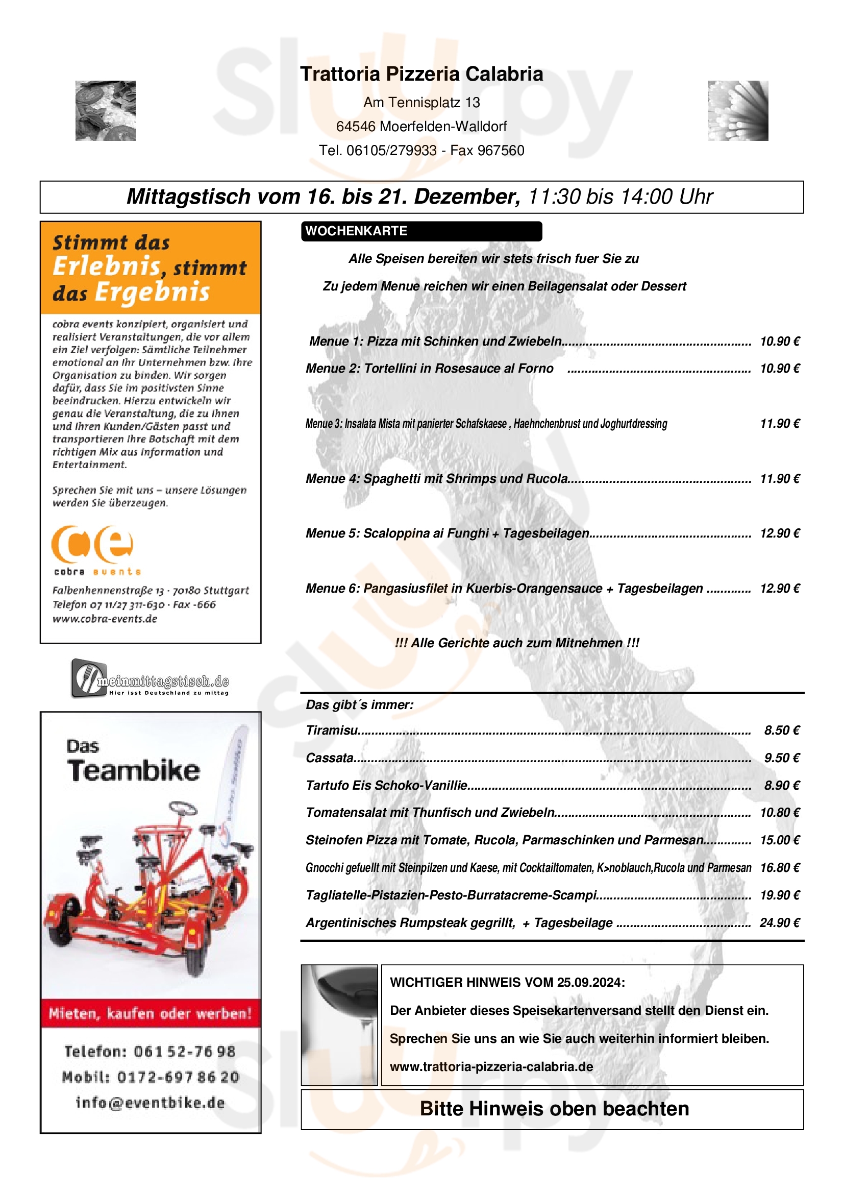 Cafe Tandem Filderstadt Menu - 1