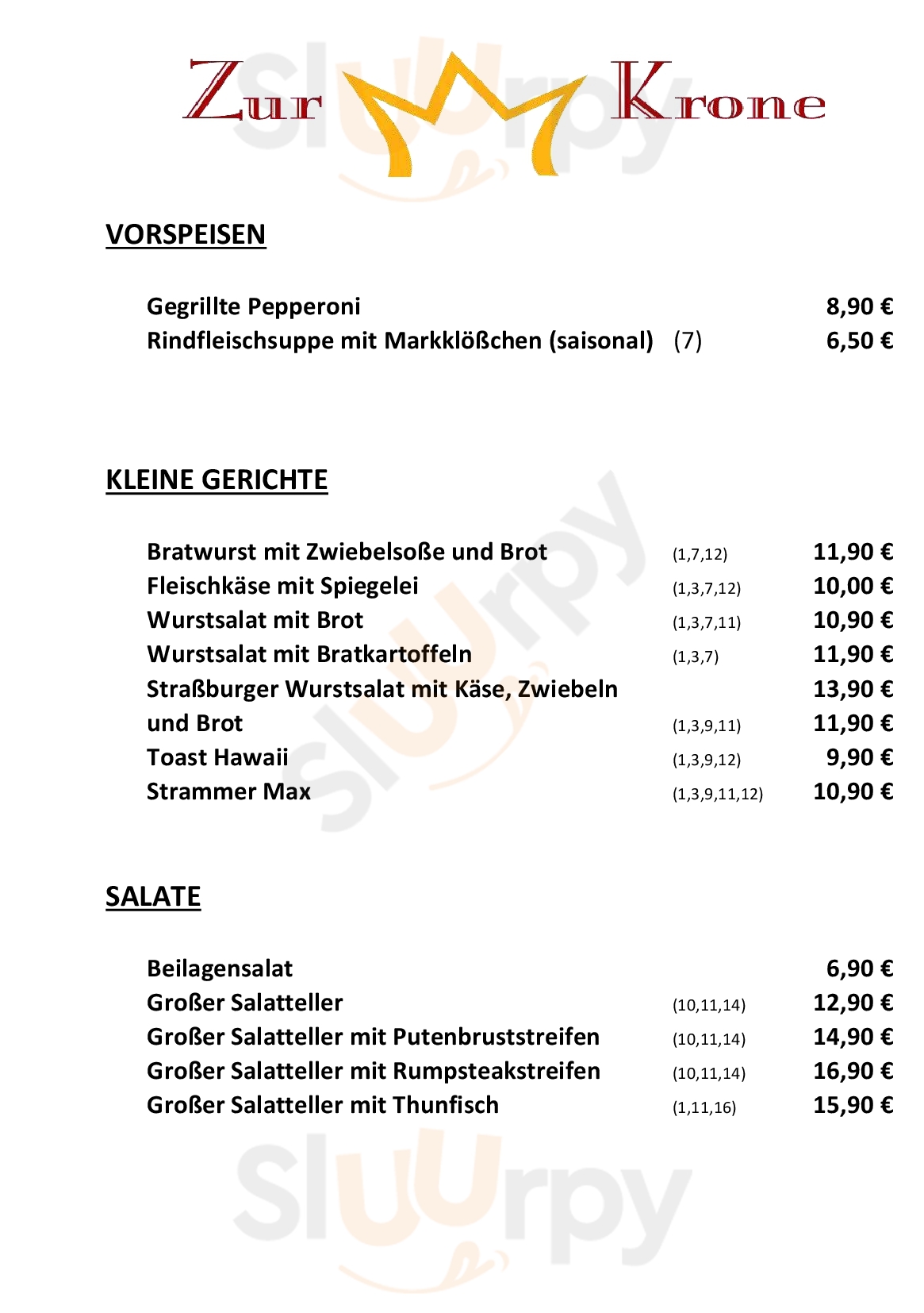 Gasthaus Zur Krone In Lampertheim Lampertheim Menu - 1